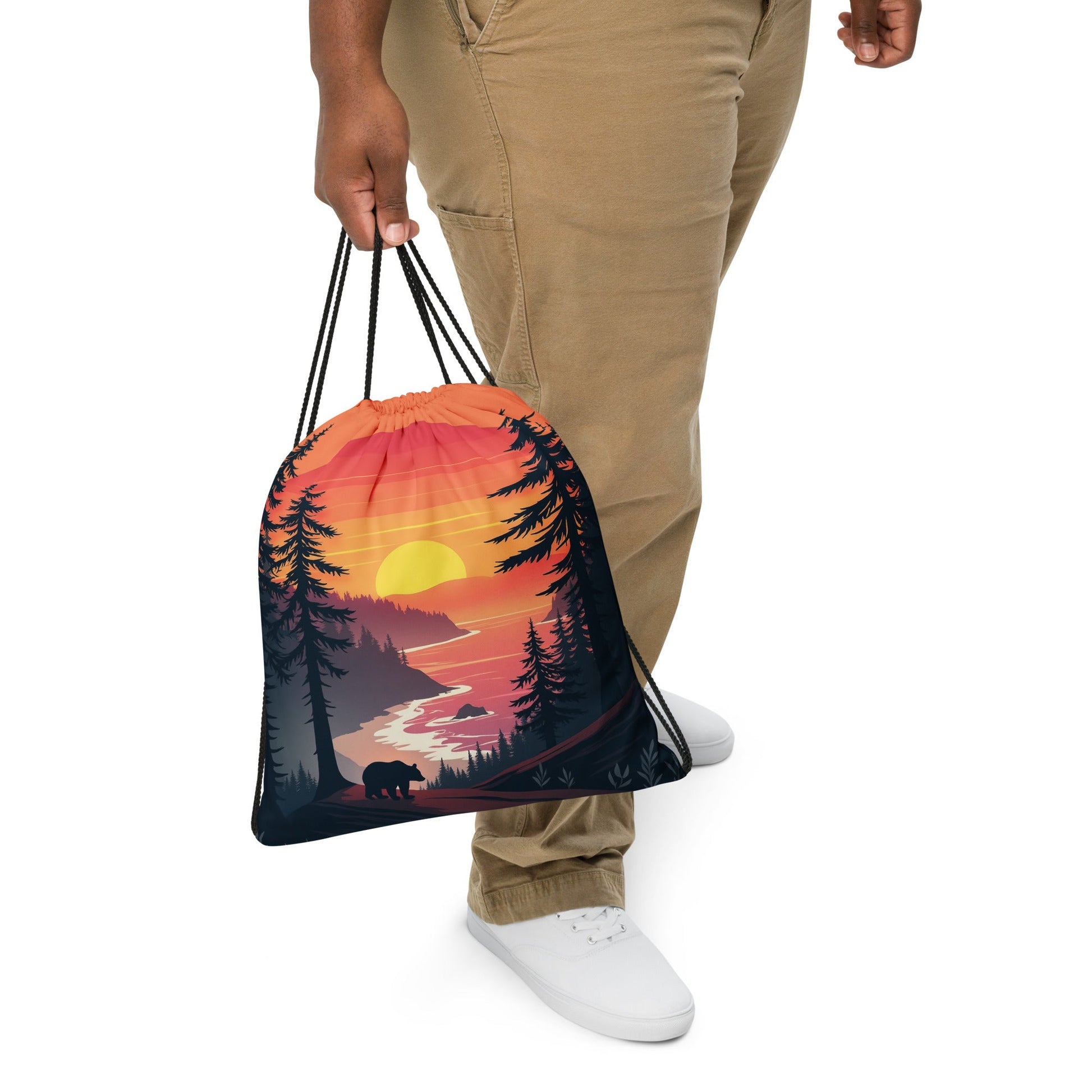Sunset Bear Drawstring Bag - Drawstring Bag - Discovery Co.