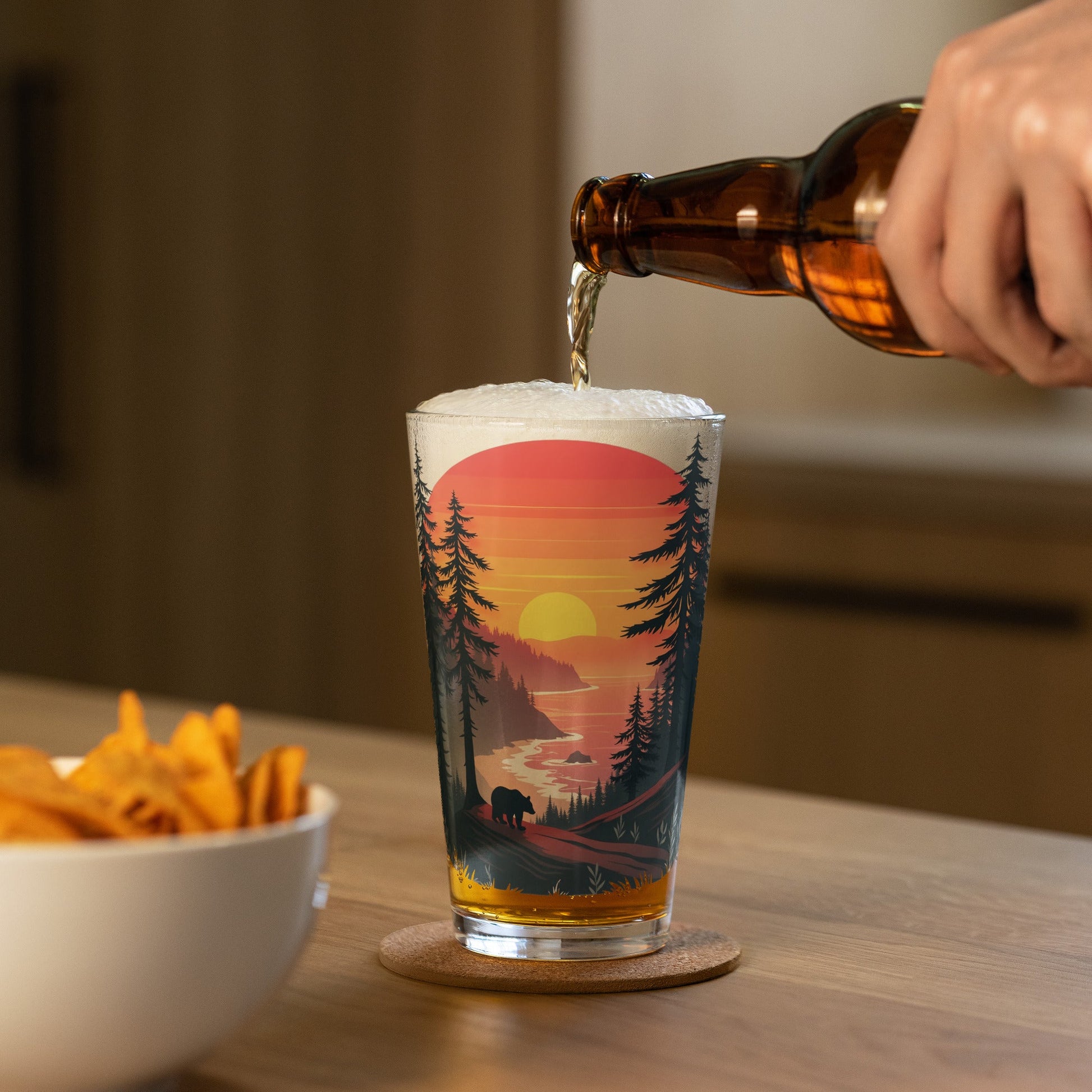 Sunset Bear Pint Glass - Beer Glass - Discovery Co.