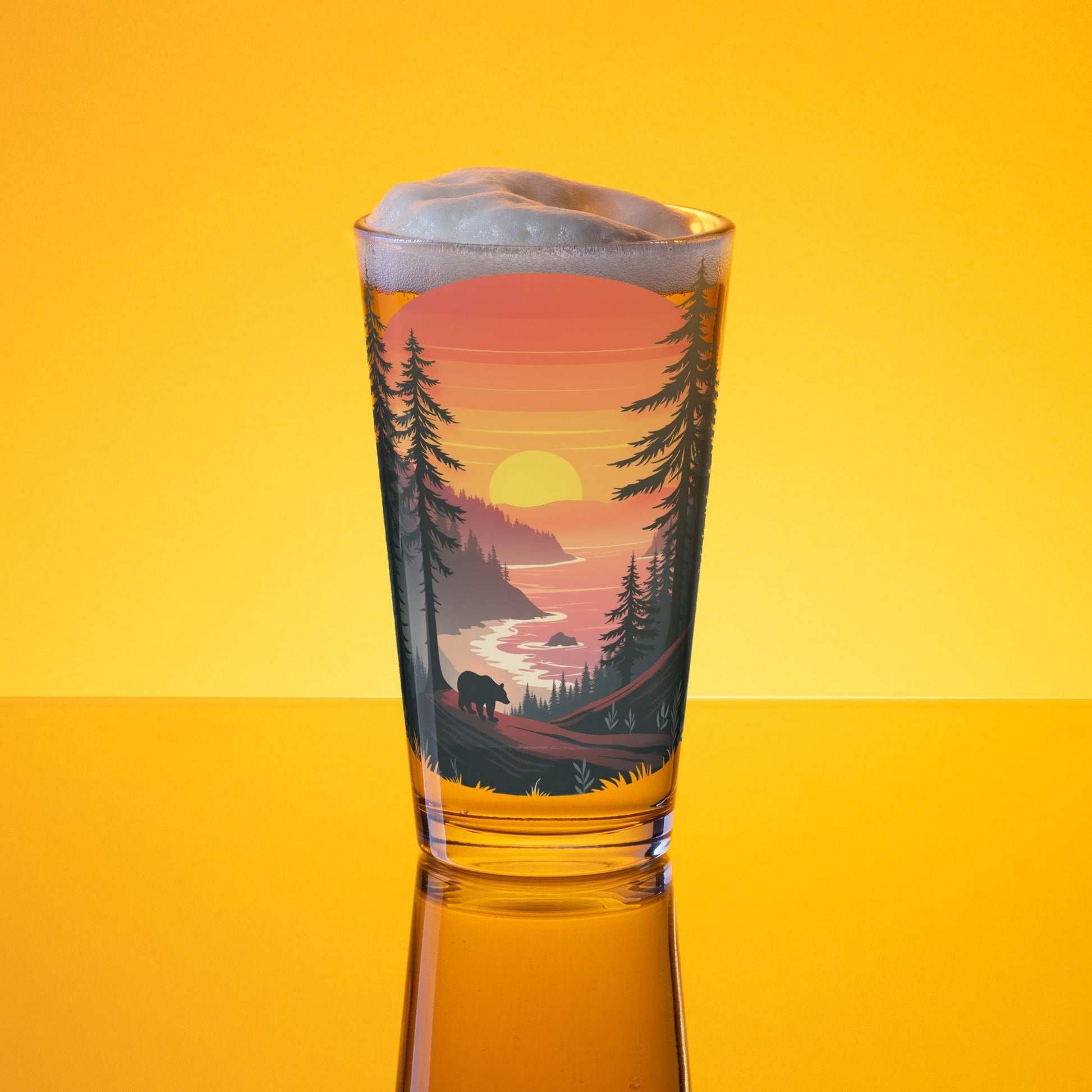 Sunset Bear Pint Glass - Beer Glass - Discovery Co.