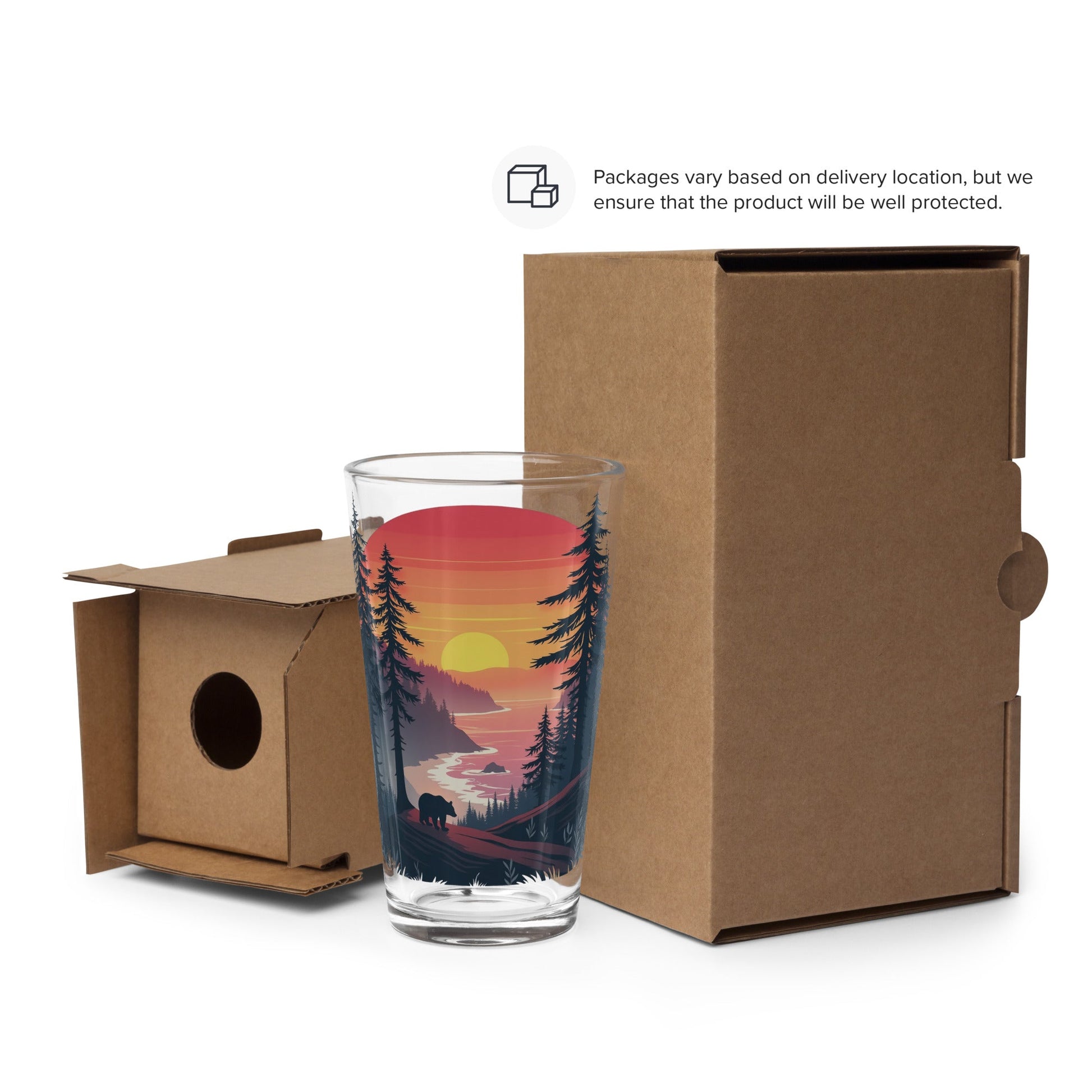 Sunset Bear Pint Glass - Beer Glass - Discovery Co.