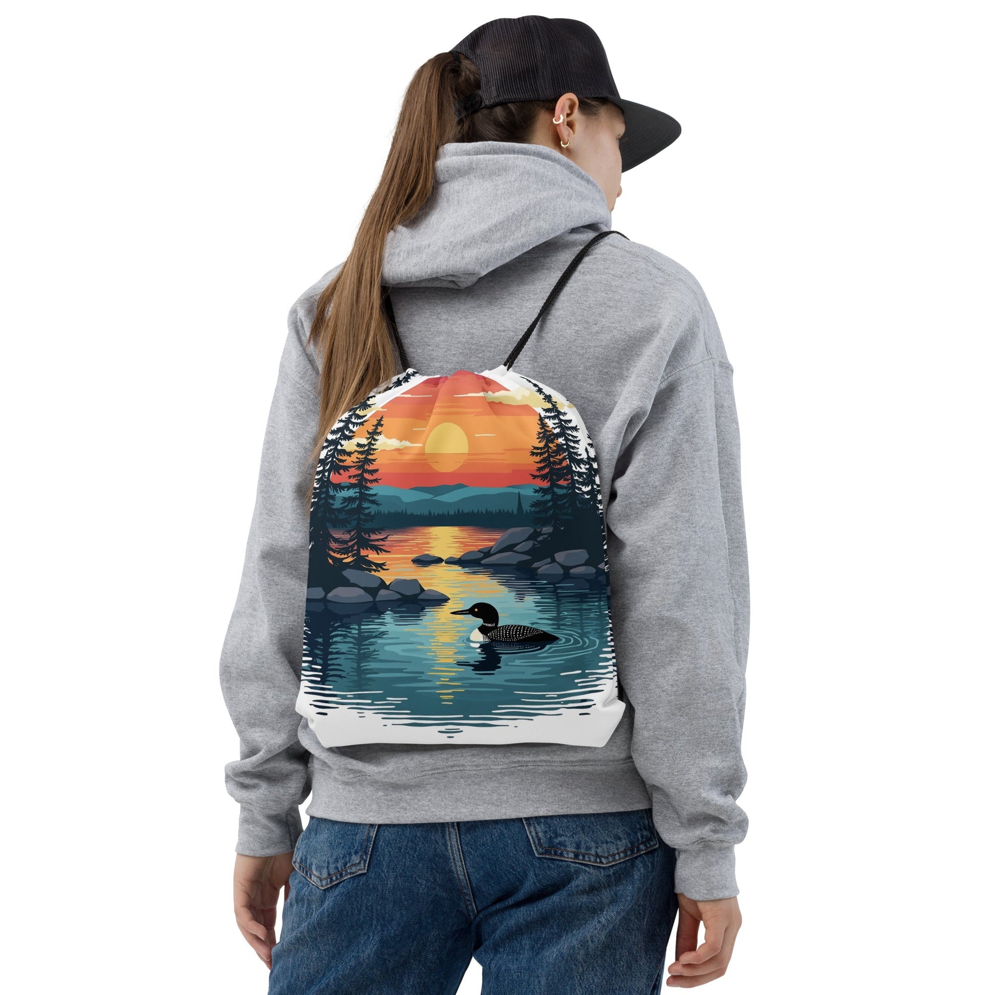 Sunset Duck Drawstring Bag - Drawstring Bag - Discovery Co.