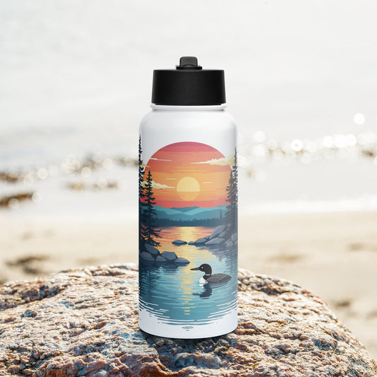 Sunset Duck Stainless Steel Water Bottle With Straw Lid - Stainless Steel Water Bottle With Straw Lid - Discovery Co.