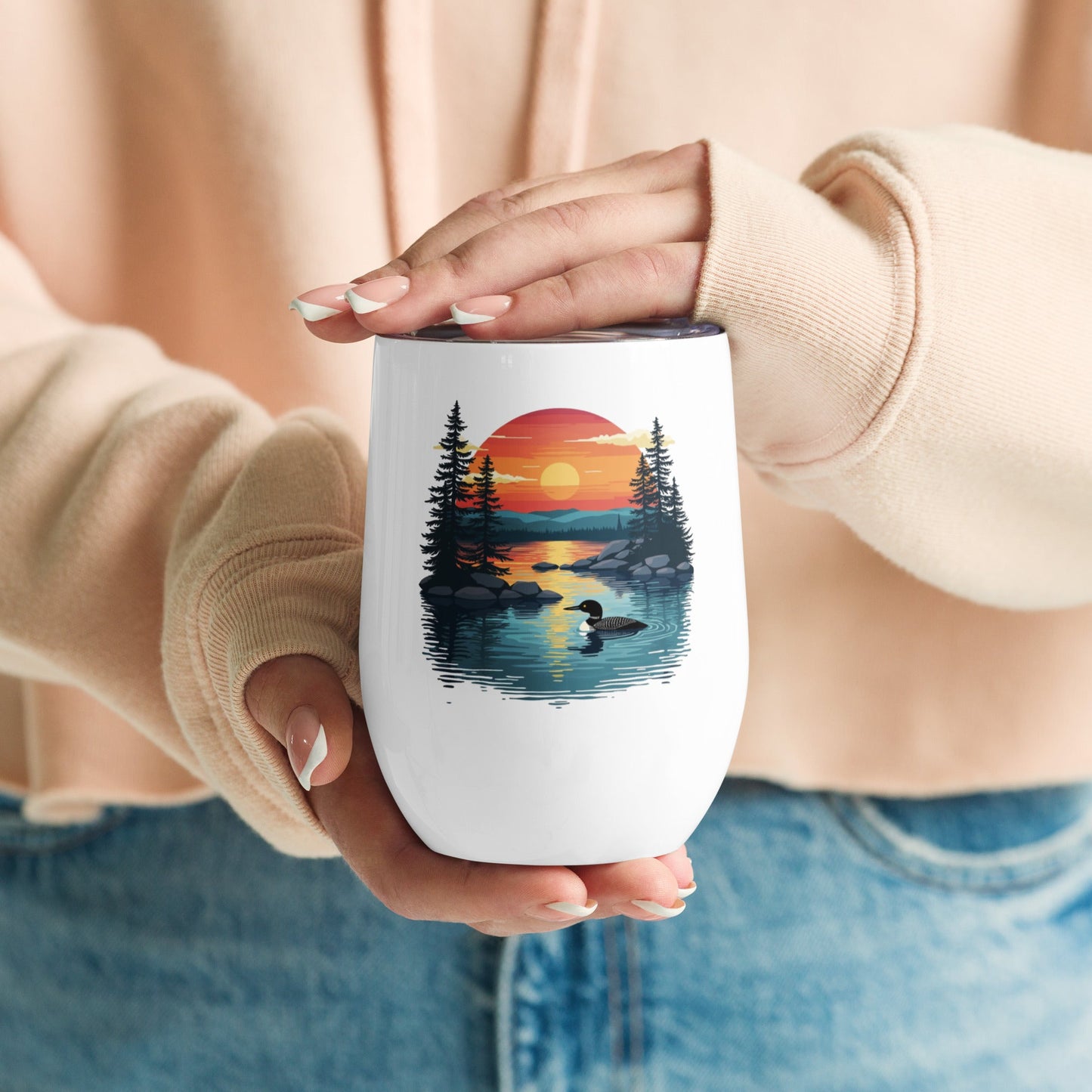 Sunset Duck Stainless Steel Wine Tumbler - Steel Tumbler - Discovery Co.