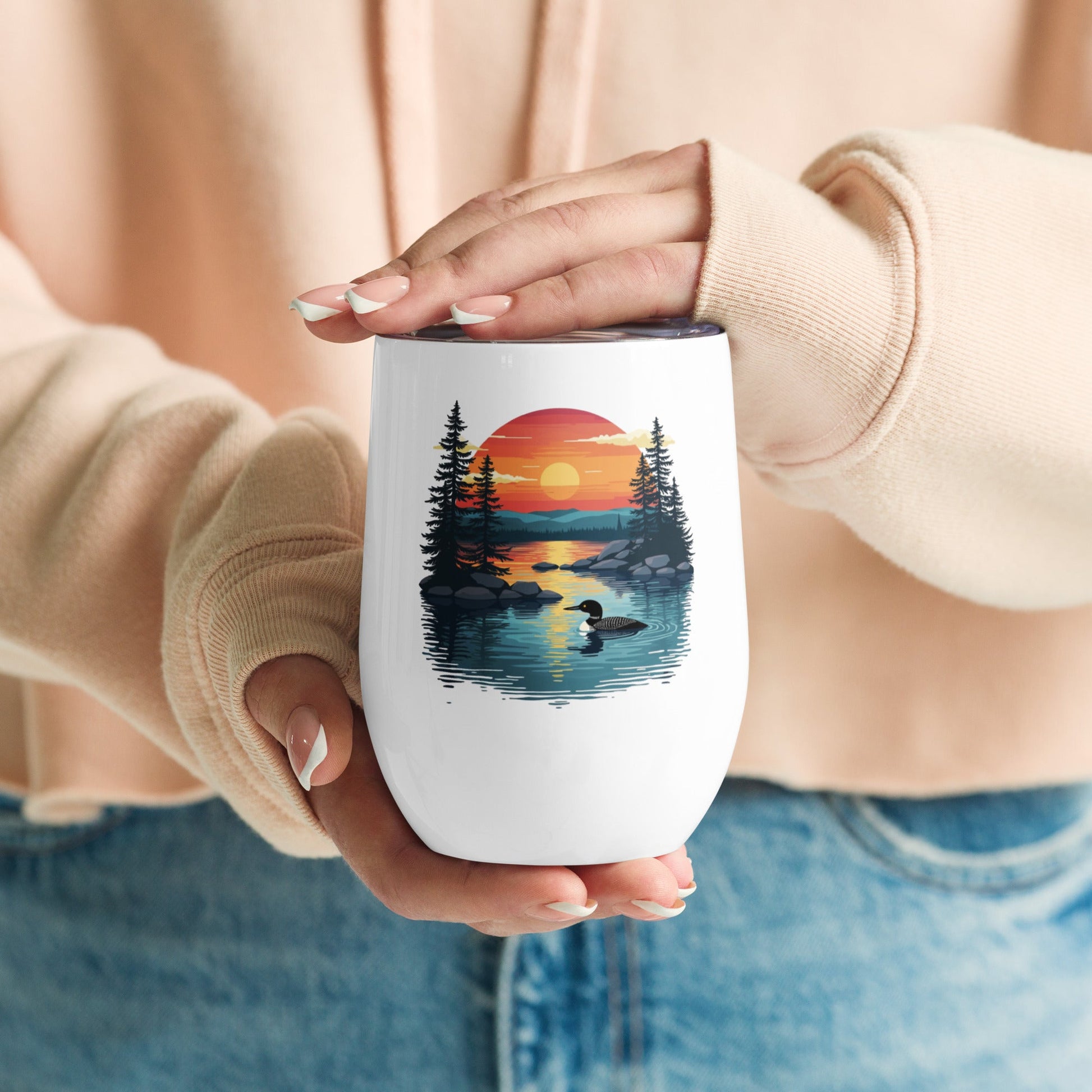 Sunset Duck Stainless Steel Wine Tumbler - Steel Tumbler - Discovery Co.