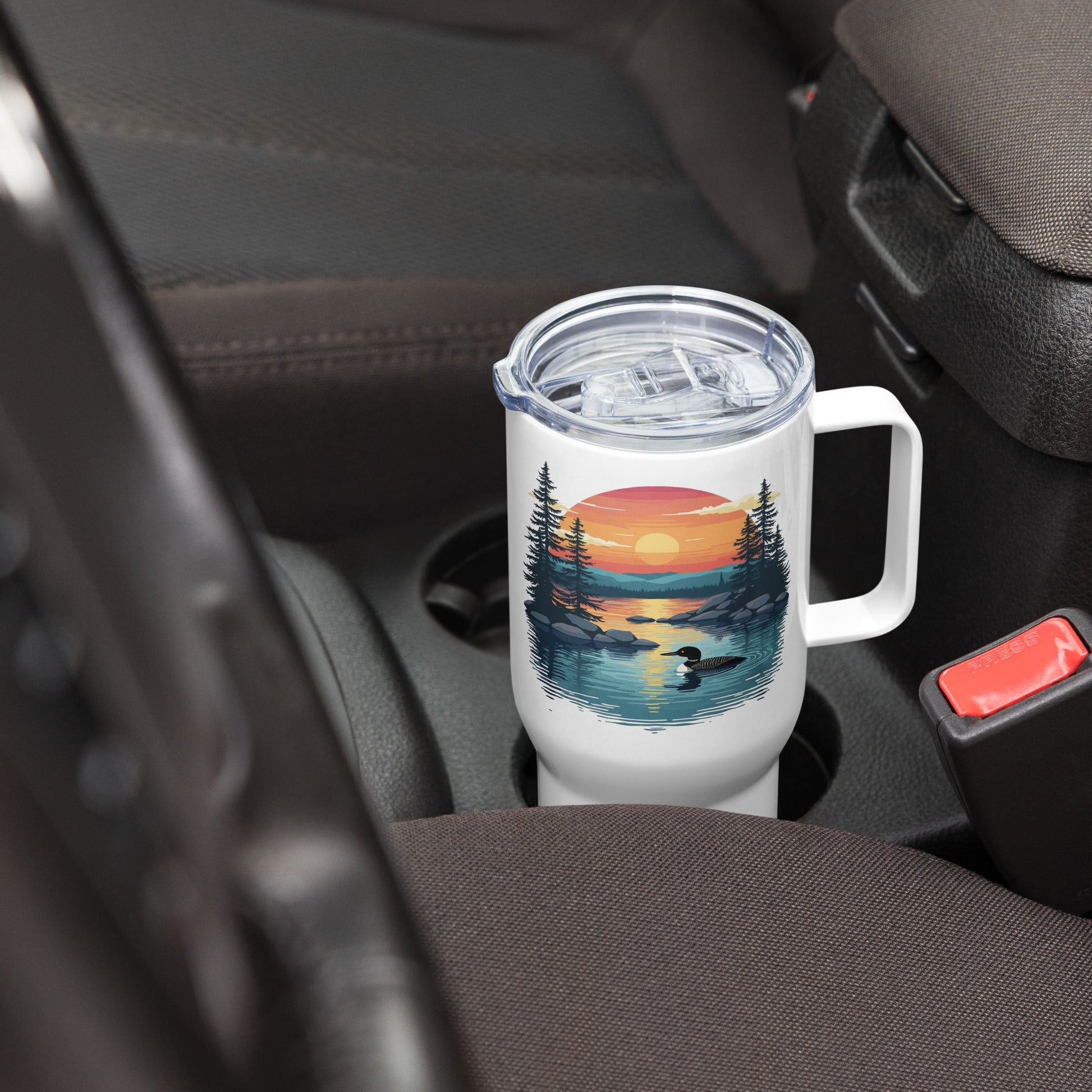 Sunset Duck Travel Mug With Handle (25 oz and 40 oz) - Travel Mug - Discovery Co.