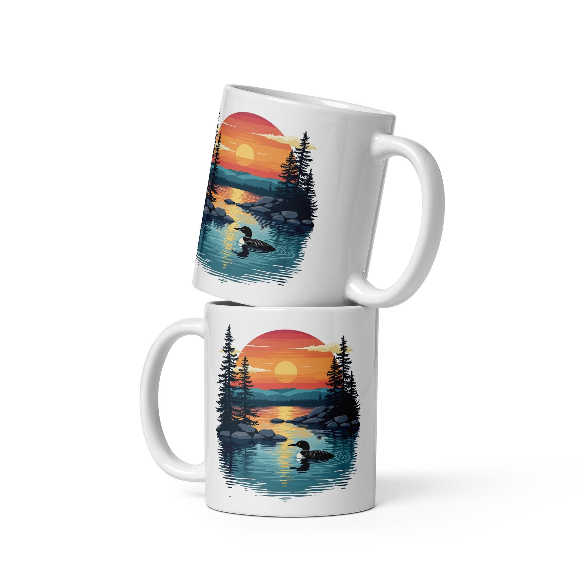 Sunset Duck White Glossy Mug (11 oz, 15 oz, 20 oz) - Mugs - Discovery Co.
