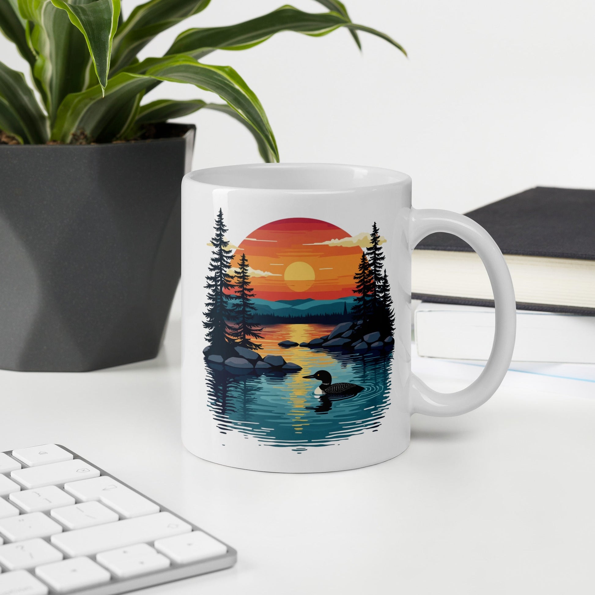 Sunset Duck White Glossy Mug (11 oz, 15 oz, 20 oz) - Mugs - Discovery Co.