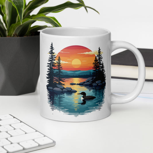 Sunset Duck White Glossy Mug (11 oz, 15 oz, 20 oz) - Mugs - Discovery Co.