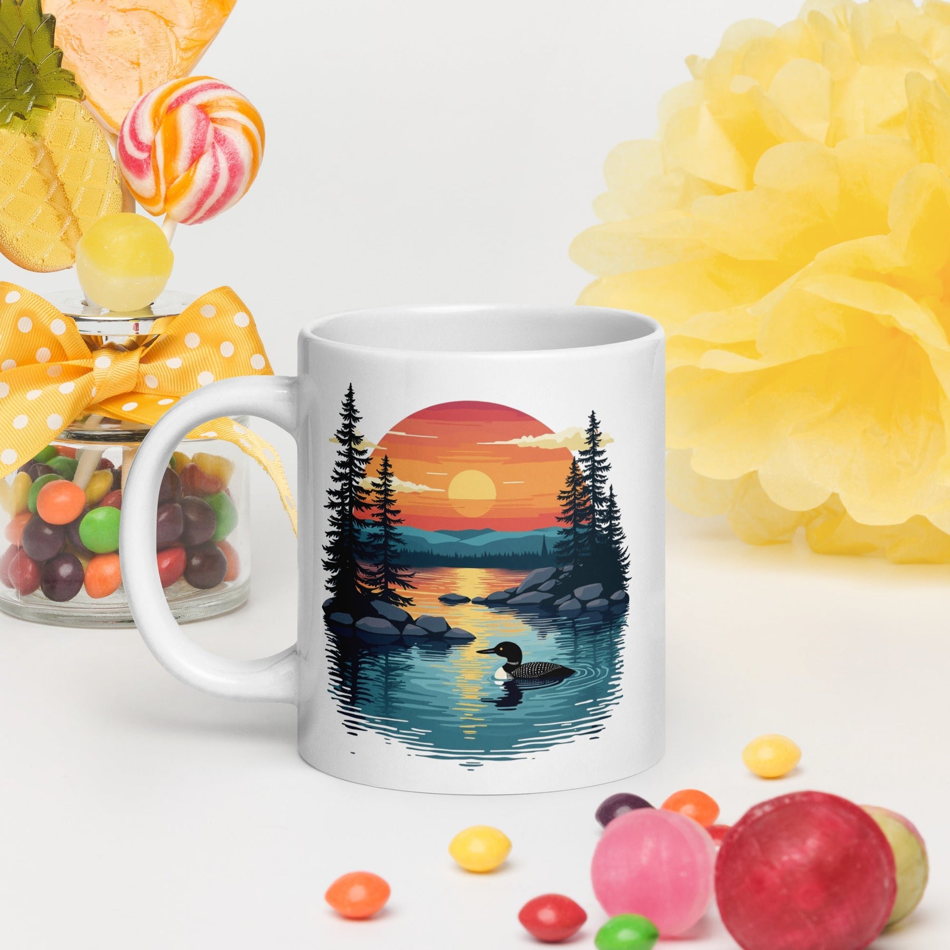 Sunset Duck White Glossy Mug (11 oz, 15 oz, 20 oz) - Mugs - Discovery Co.