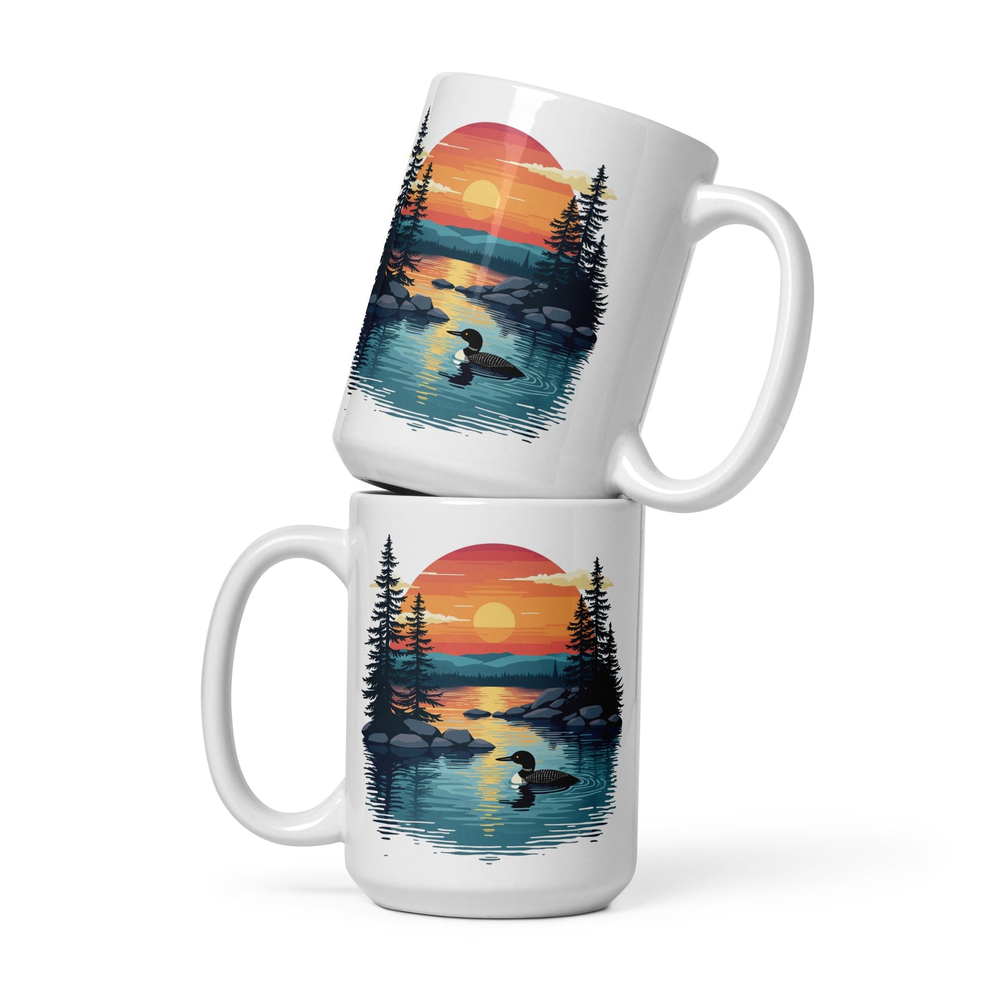 Sunset Duck White Glossy Mug (11 oz, 15 oz, 20 oz) - Mugs - Discovery Co.