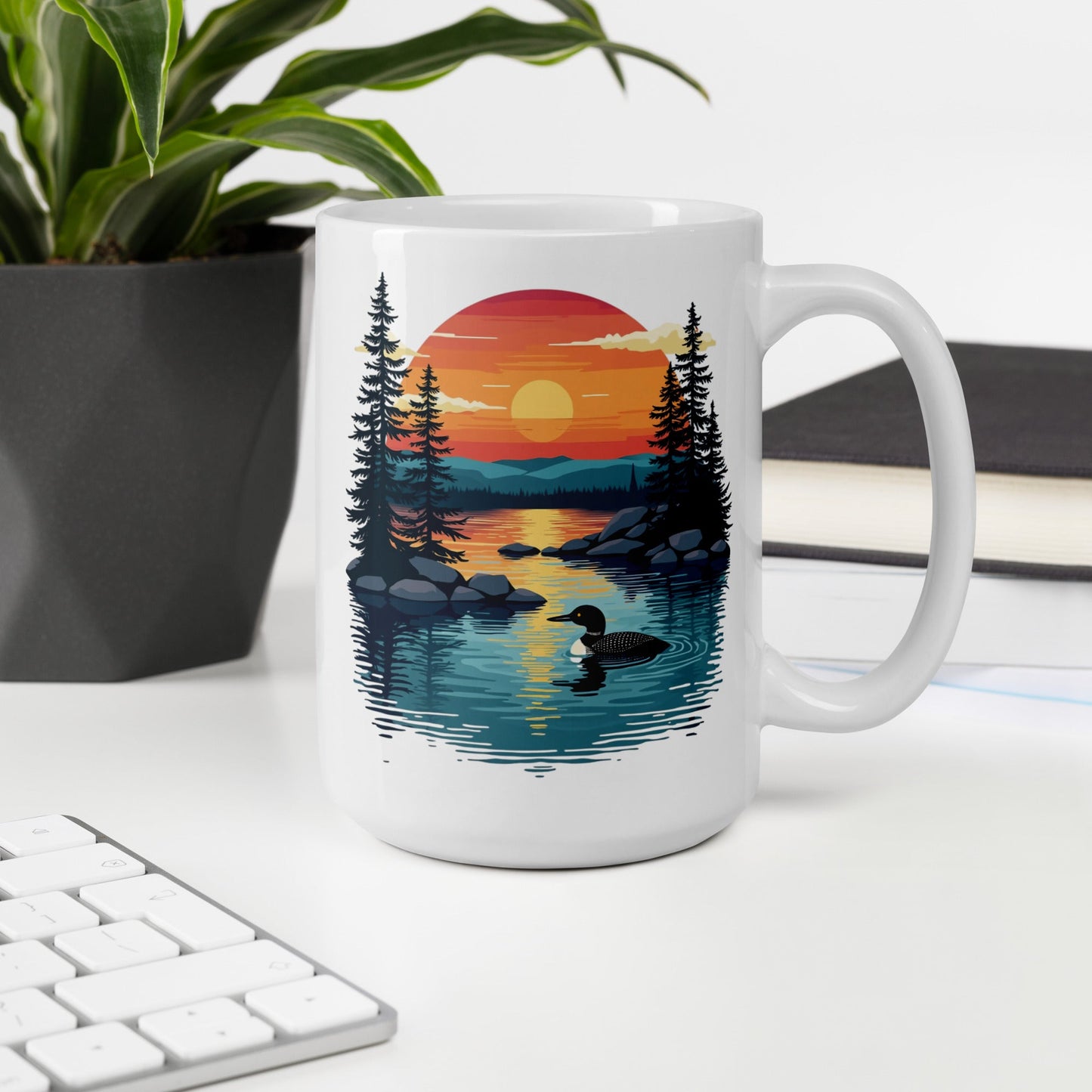 Sunset Duck White Glossy Mug (11 oz, 15 oz, 20 oz) - Mugs - Discovery Co.