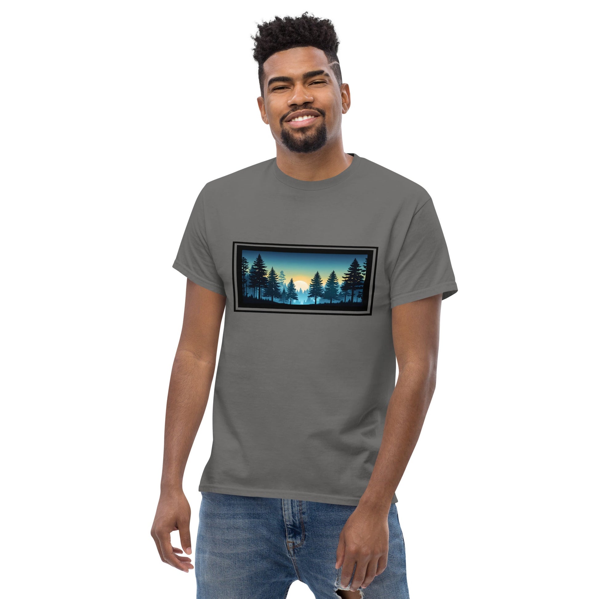 Sunset Forest Outlined Men's Classic Tee - Men's Shirts - Discovery Co.