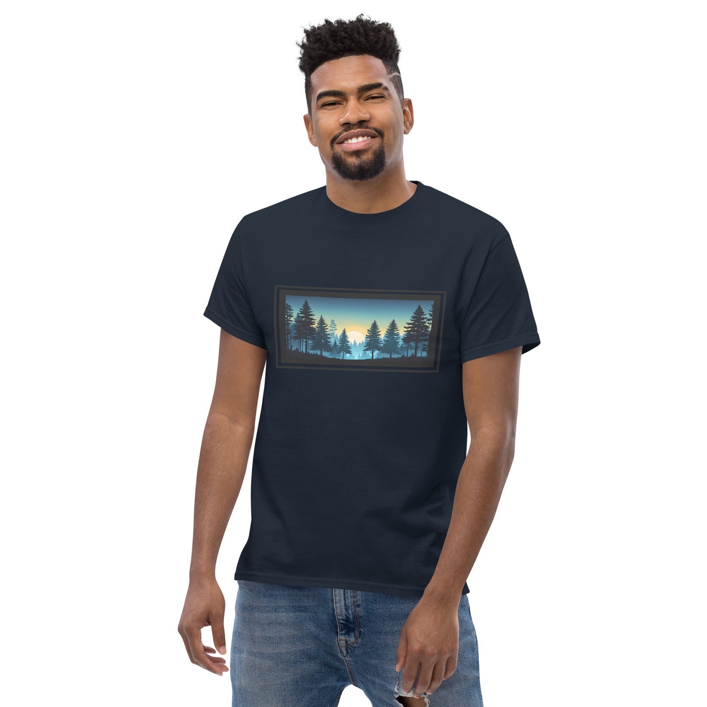 Sunset Forest Outlined Men's Classic Tee - Men's Shirts - Discovery Co.