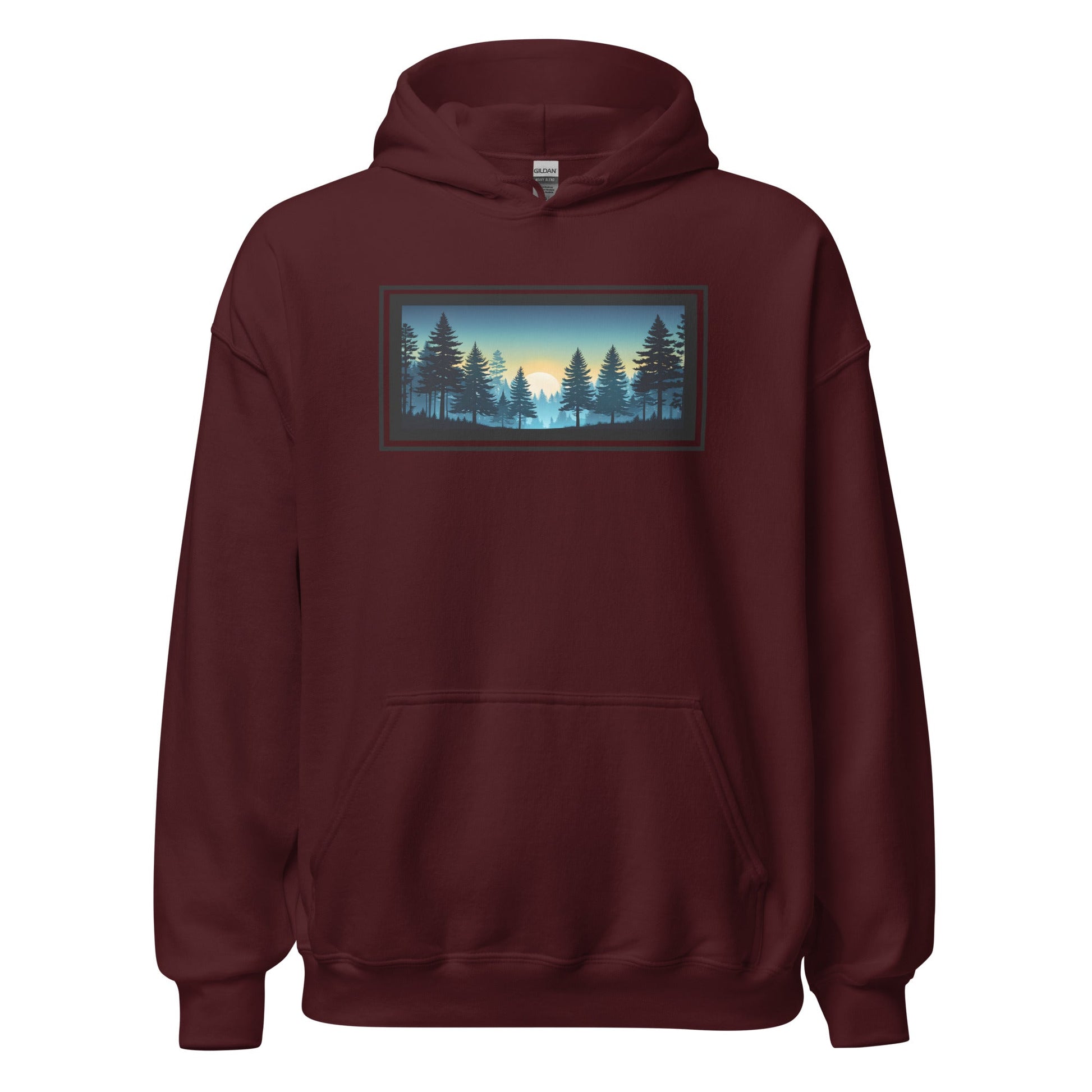 Sunset Forest Outlined Men's (Unisex) Hoodie - Hoodies - Discovery Co.