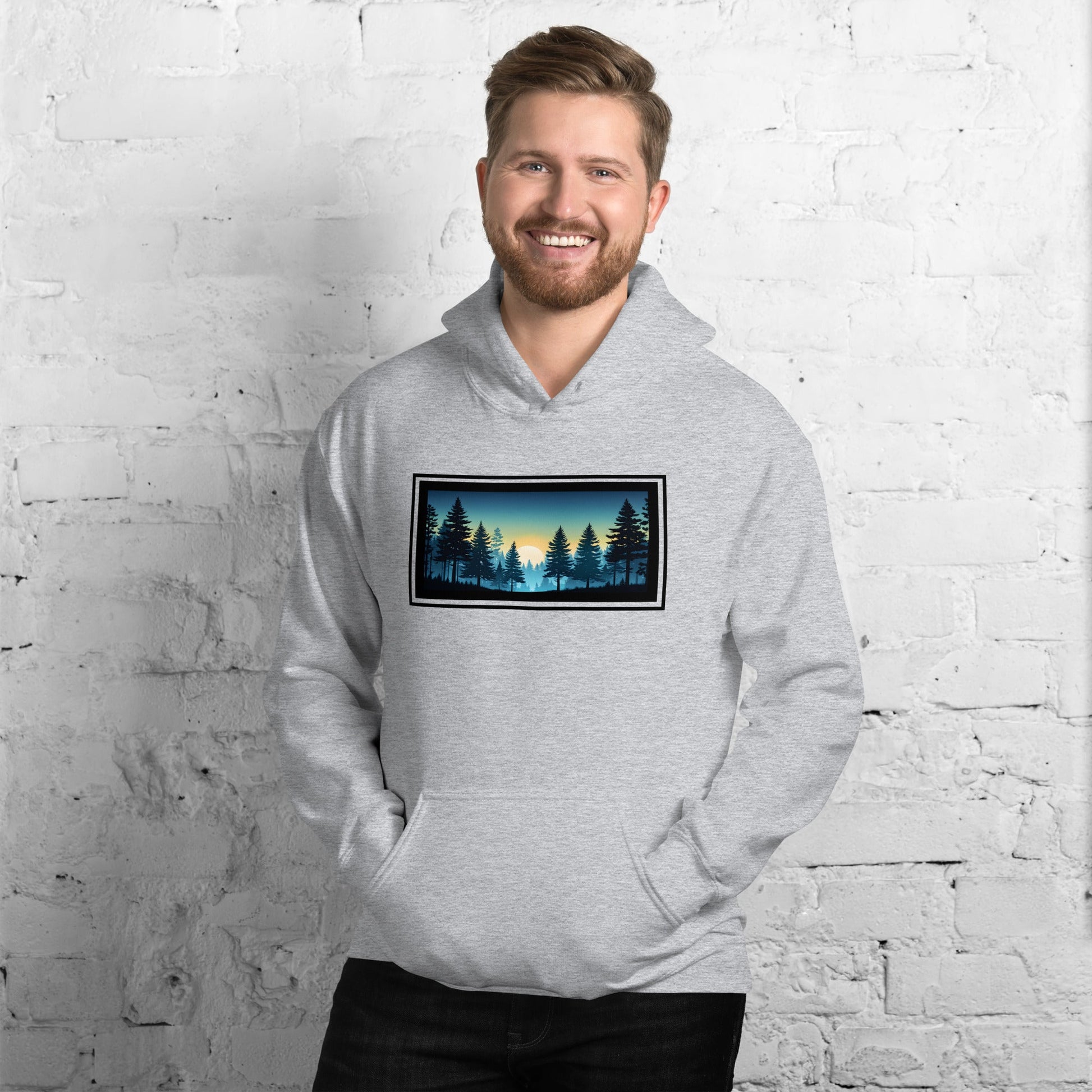 Sunset Forest Outlined Men's (Unisex) Hoodie - Hoodies - Discovery Co.