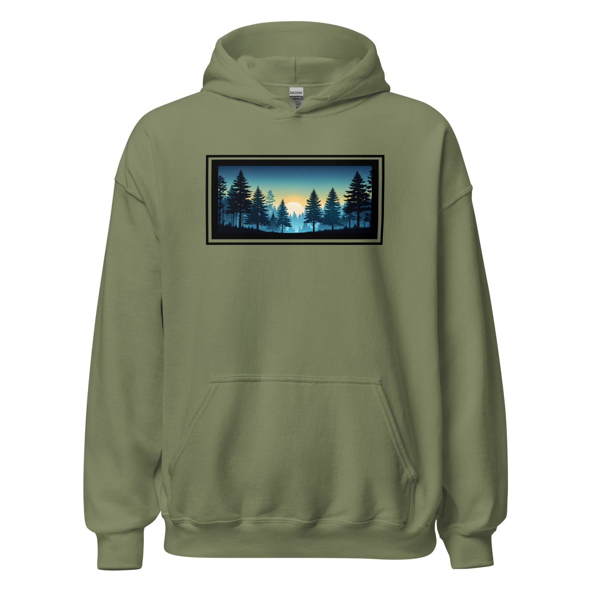 Sunset Forest Outlined Men's (Unisex) Hoodie - Hoodies - Discovery Co.