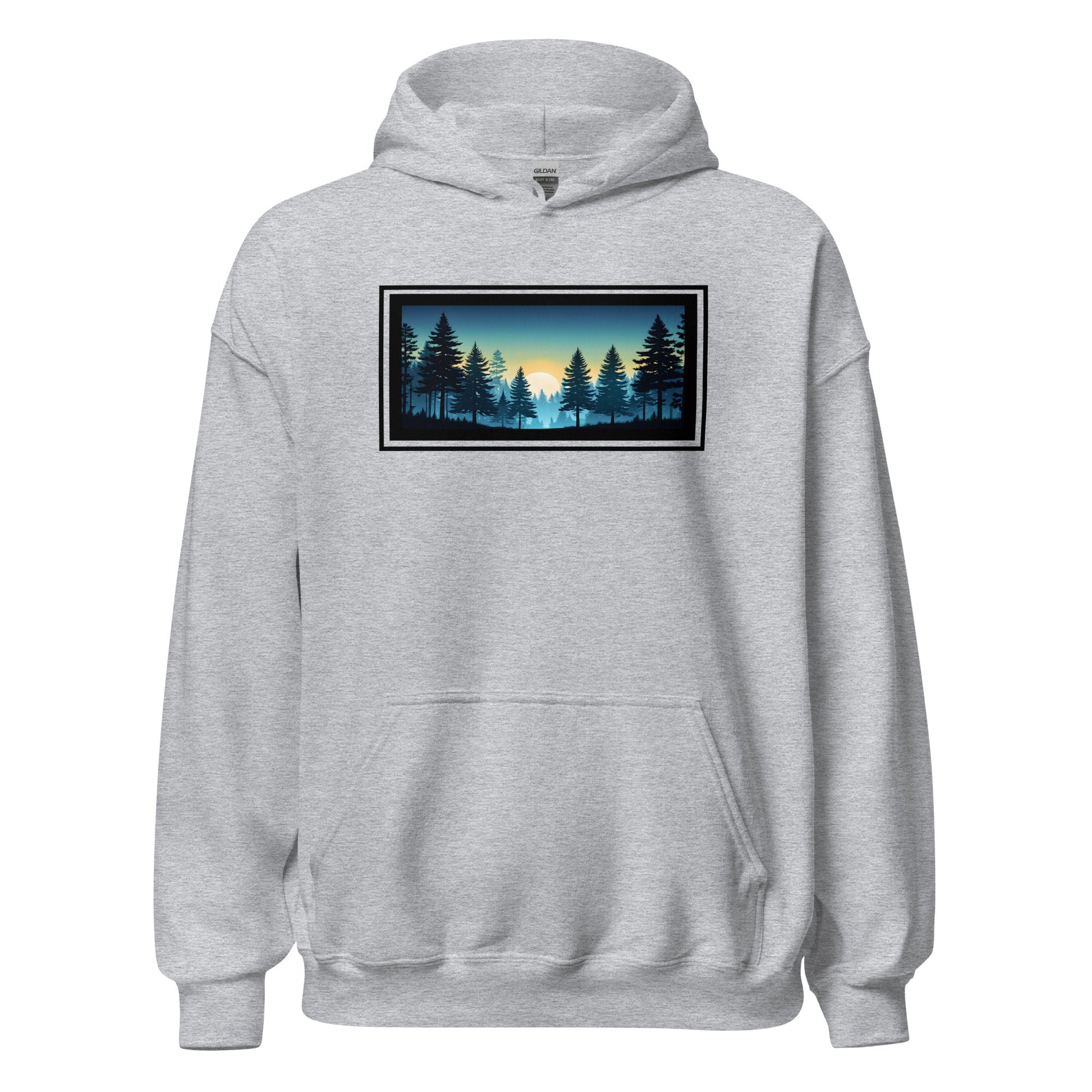 Sunset Forest Outlined Men's (Unisex) Hoodie - Hoodies - Discovery Co.