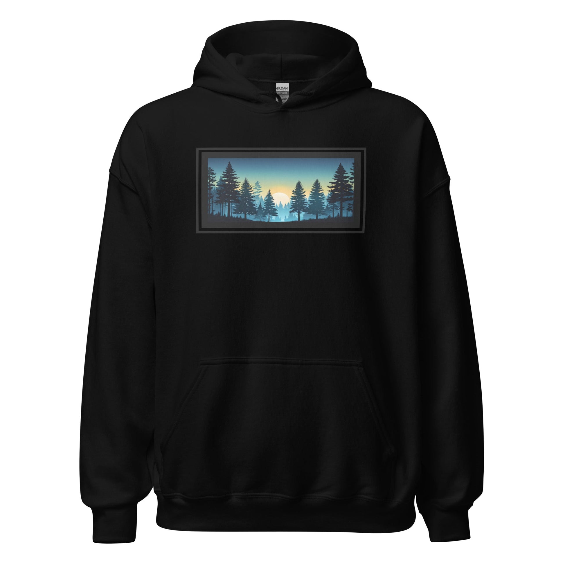 Sunset Forest Outlined Men's (Unisex) Hoodie - Hoodies - Discovery Co.