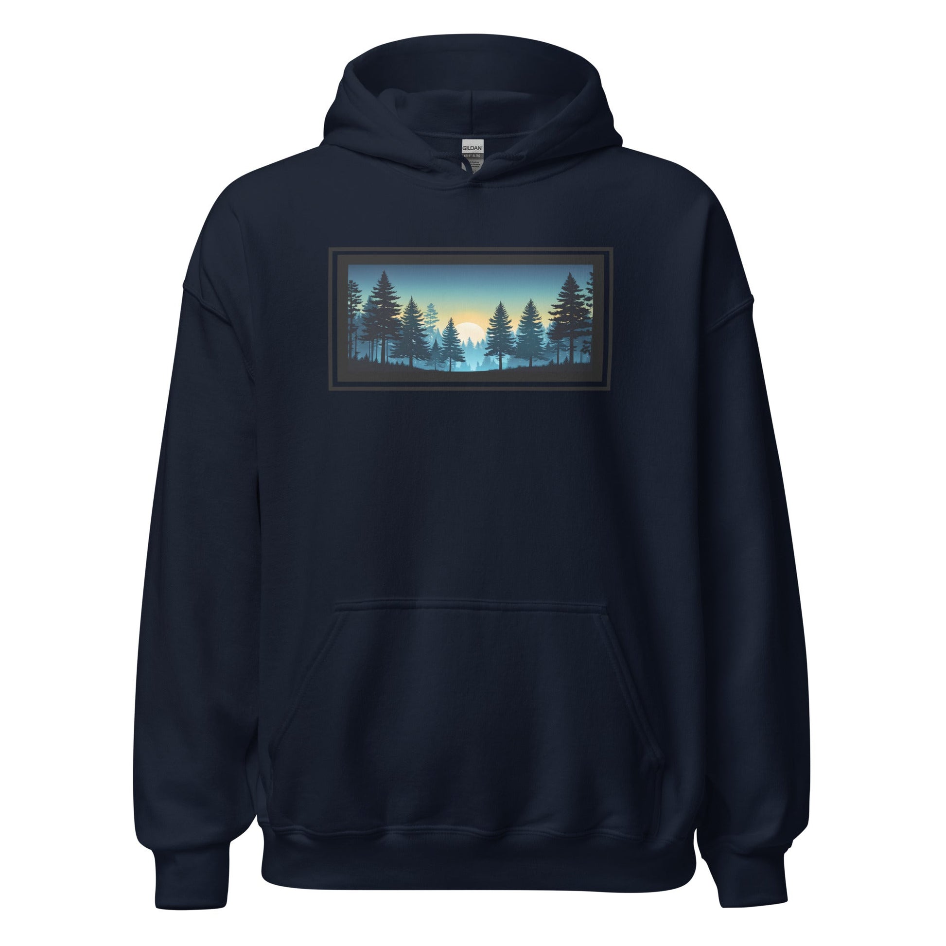 Sunset Forest Outlined Men's (Unisex) Hoodie - Hoodies - Discovery Co.