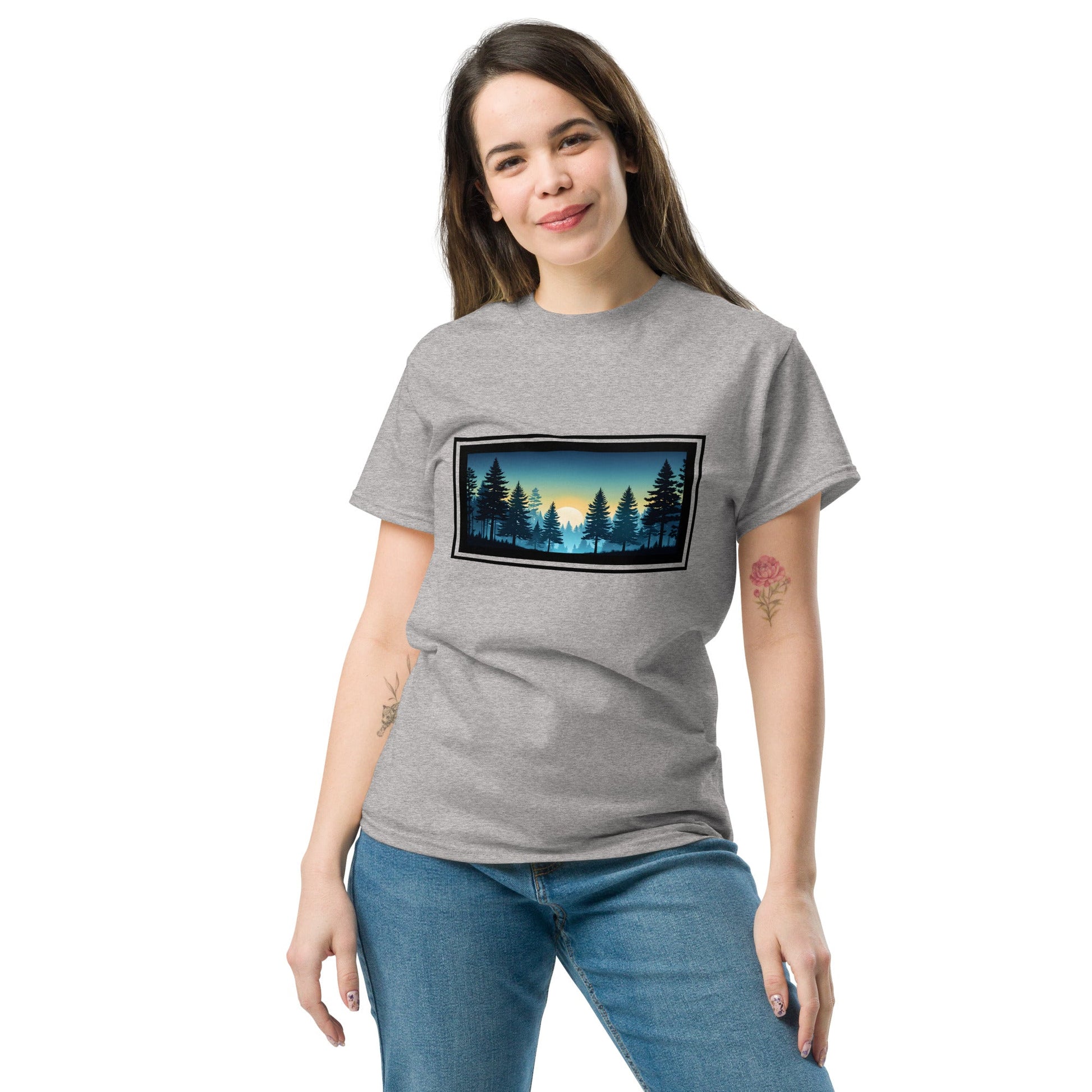 Sunset Forest Outlined Women's Classic Tee - Women's Shirts - Discovery Co.