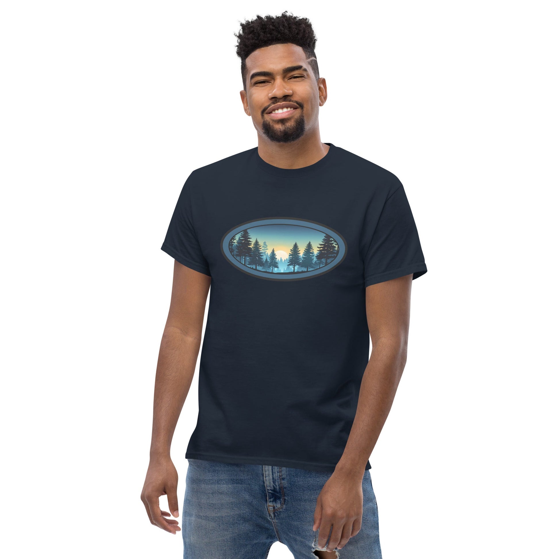 Sunset Forest Oval Men's Classic Tee - Men's Shirts - Discovery Co.