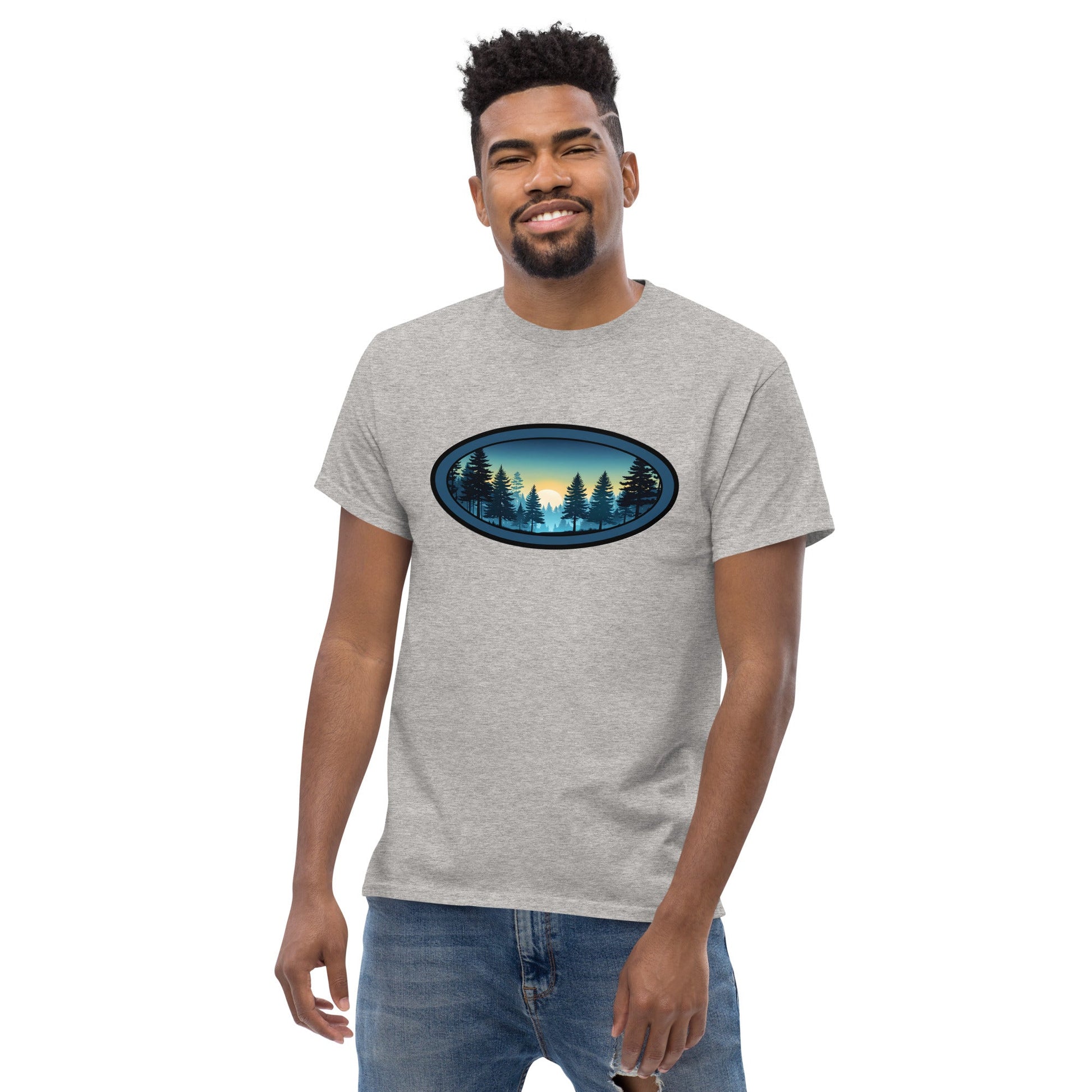 Sunset Forest Oval Men's Classic Tee - Men's Shirts - Discovery Co.