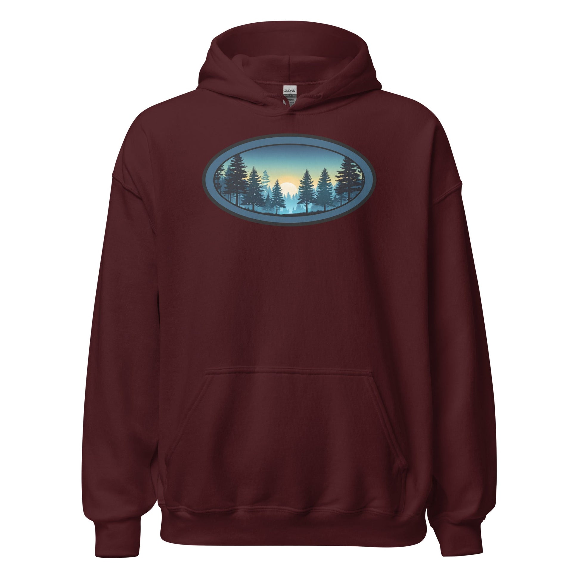Sunset Forest Oval Men's (Unisex) Hoodie - Hoodies - Discovery Co.