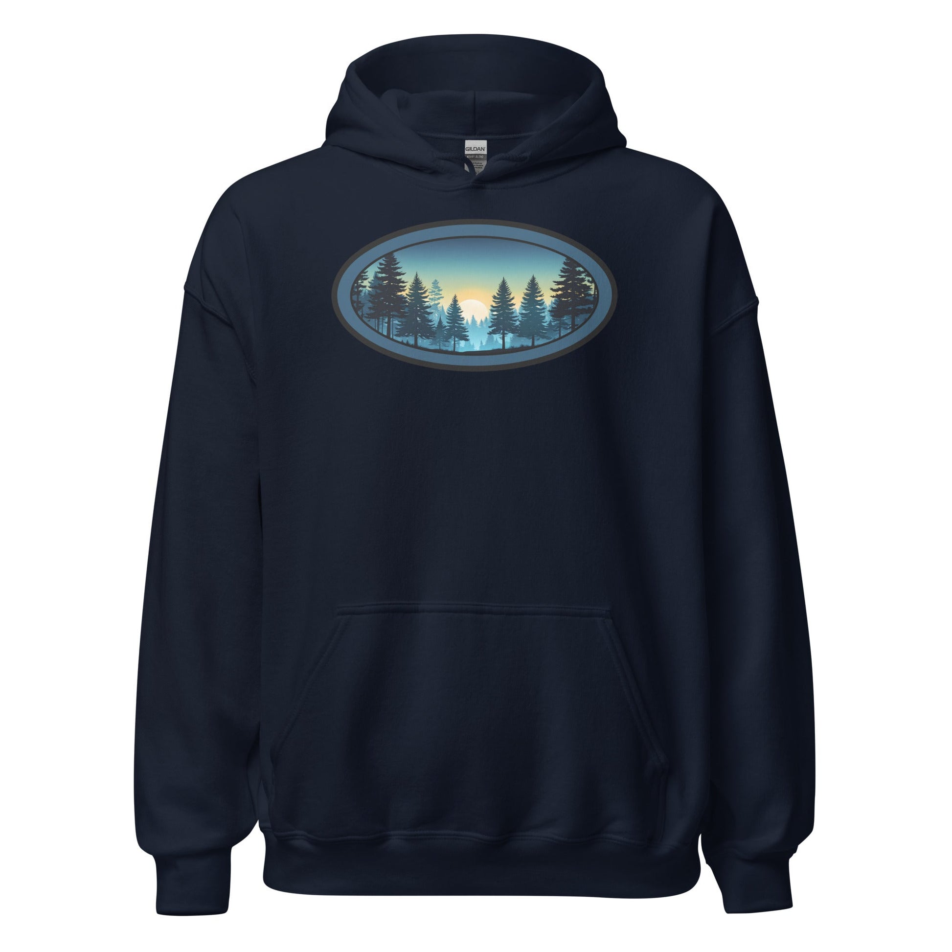 Sunset Forest Oval Men's (Unisex) Hoodie - Hoodies - Discovery Co.
