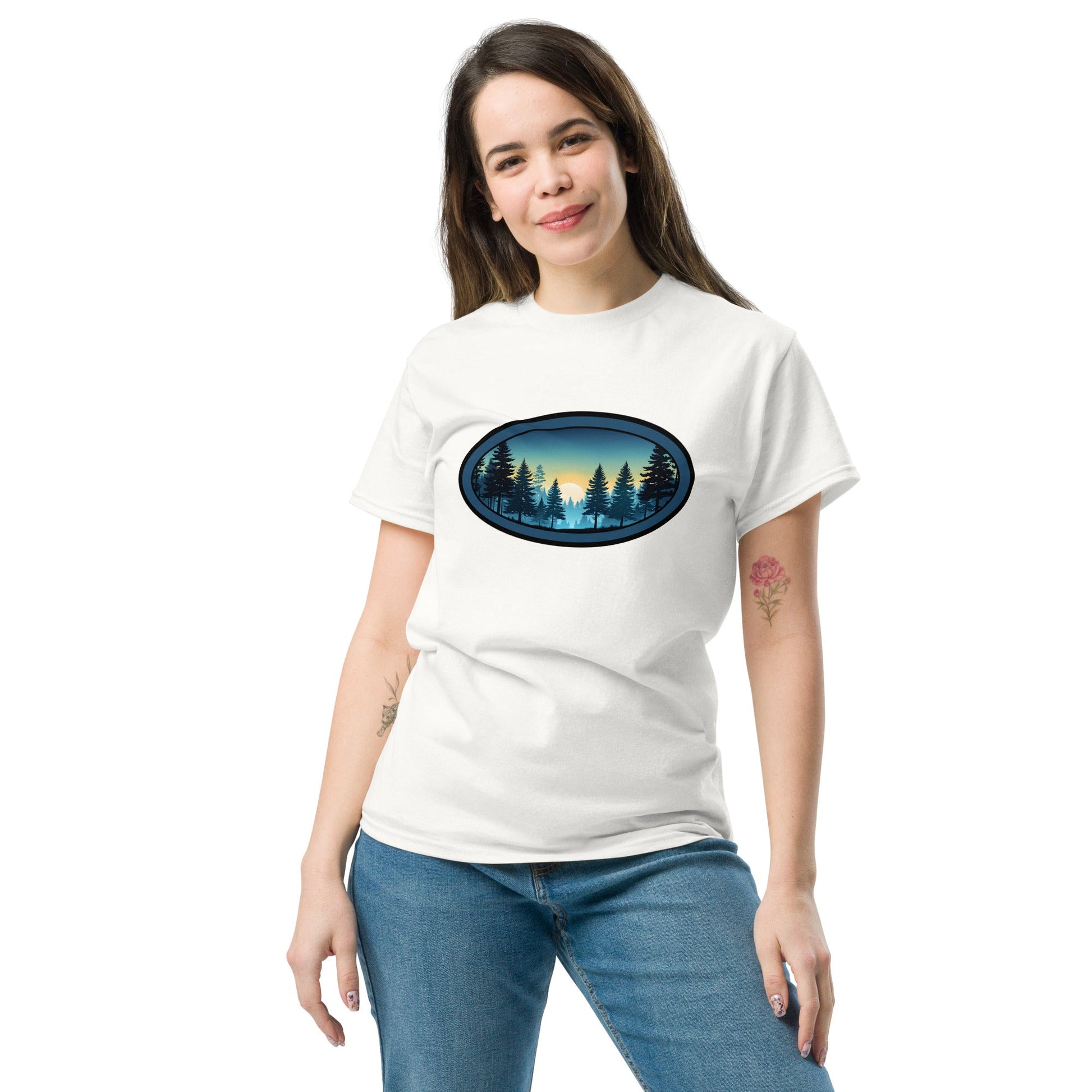 Sunset Forest Oval Women's Classic Tee - Women's Shirts - Discovery Co.