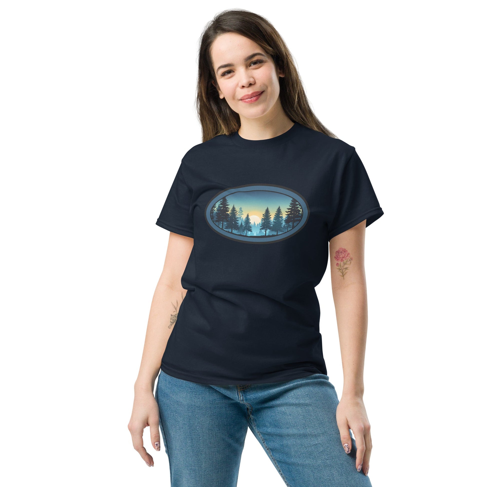 Sunset Forest Oval Women's Classic Tee - Women's Shirts - Discovery Co.