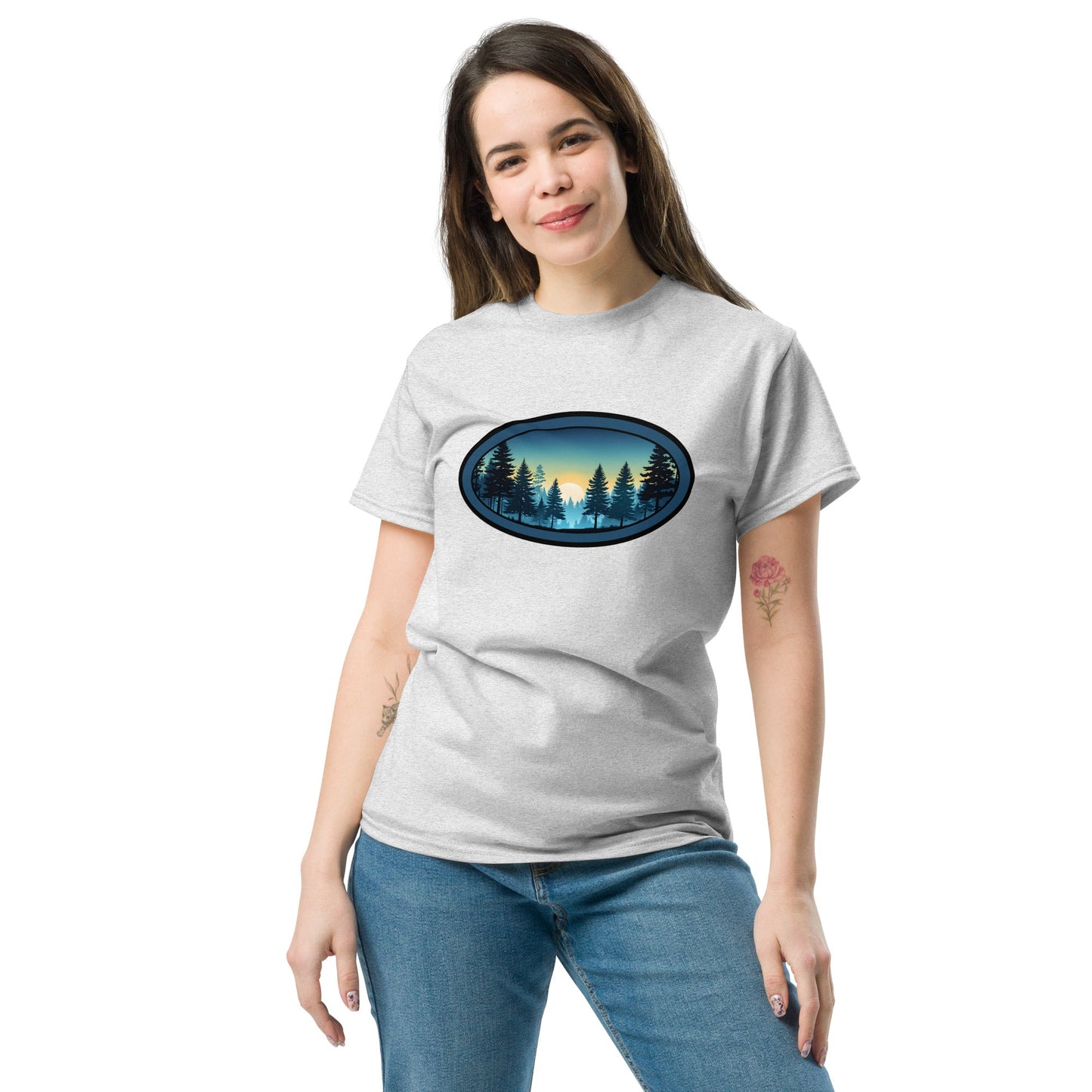 Sunset Forest Oval Women's Classic Tee - Women's Shirts - Discovery Co.