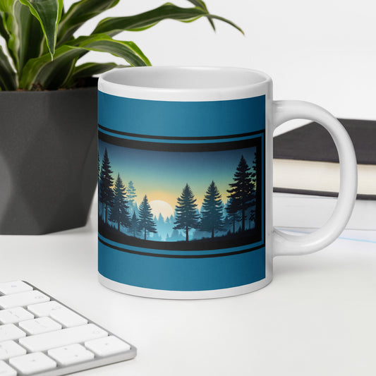 Sunset Forest White Glossy Mug (11 oz, 15 oz, 20 oz) - Mugs - Discovery Co.