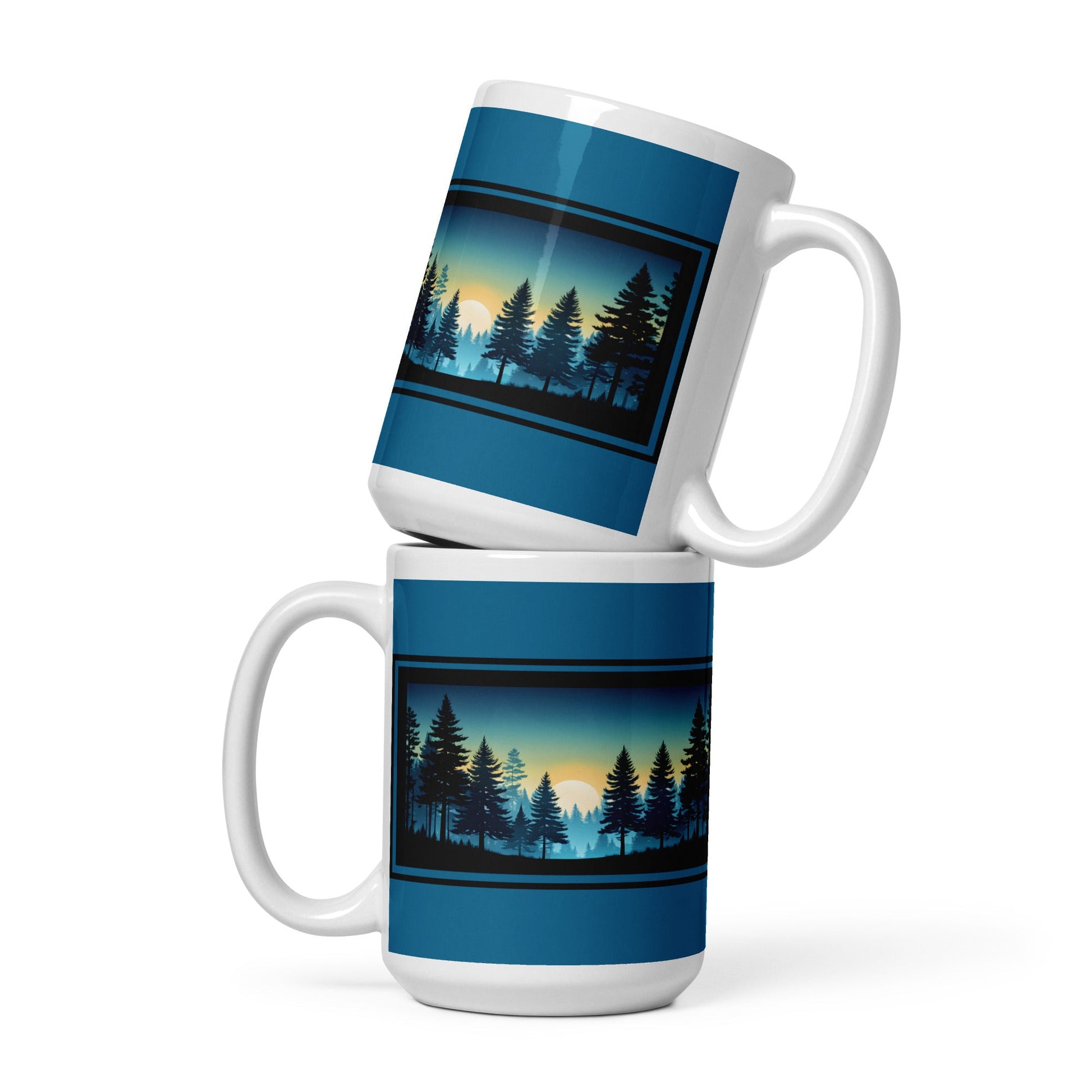 Sunset Forest White Glossy Mug (11 oz, 15 oz, 20 oz) - Mugs - Discovery Co.