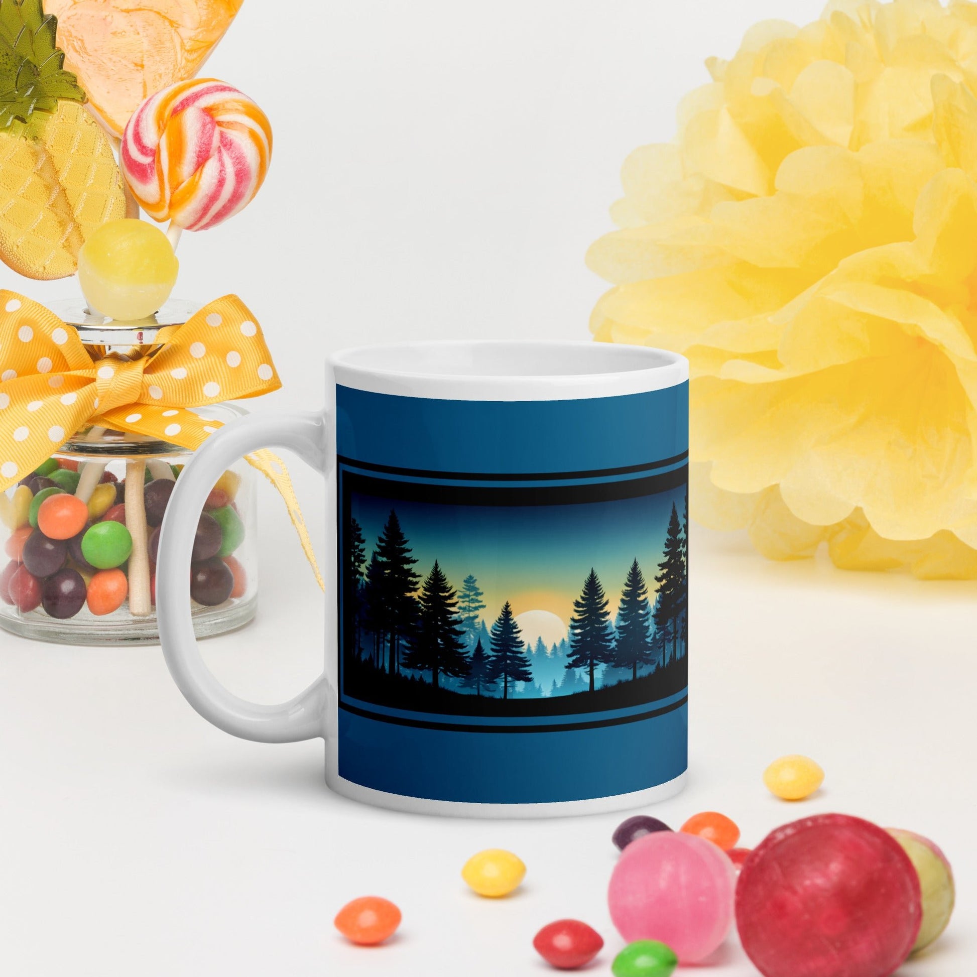 Sunset Forest White Glossy Mug (11 oz, 15 oz, 20 oz) - Mugs - Discovery Co.