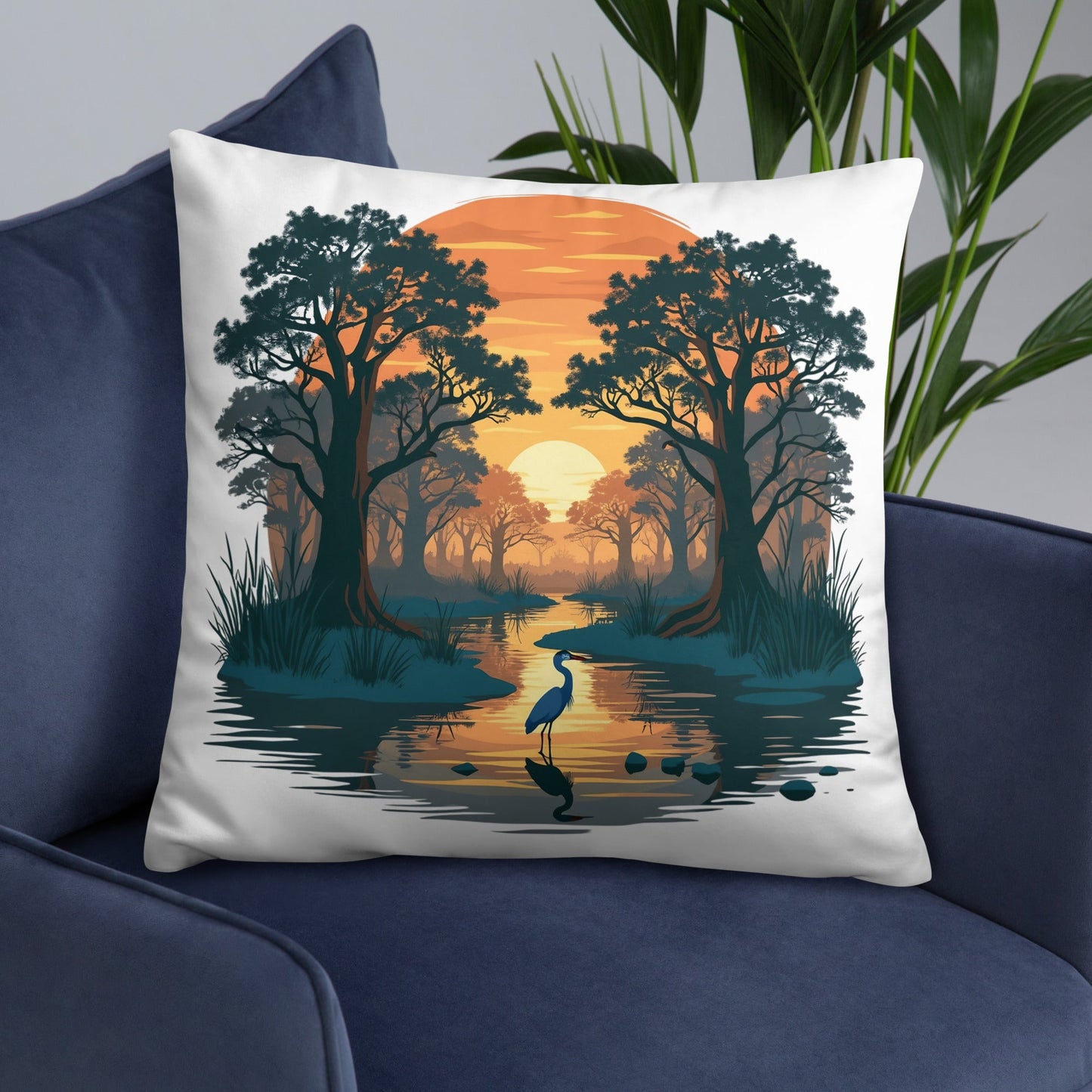 Sunset Heron Basic Pillow - Pillows - Discovery Co.