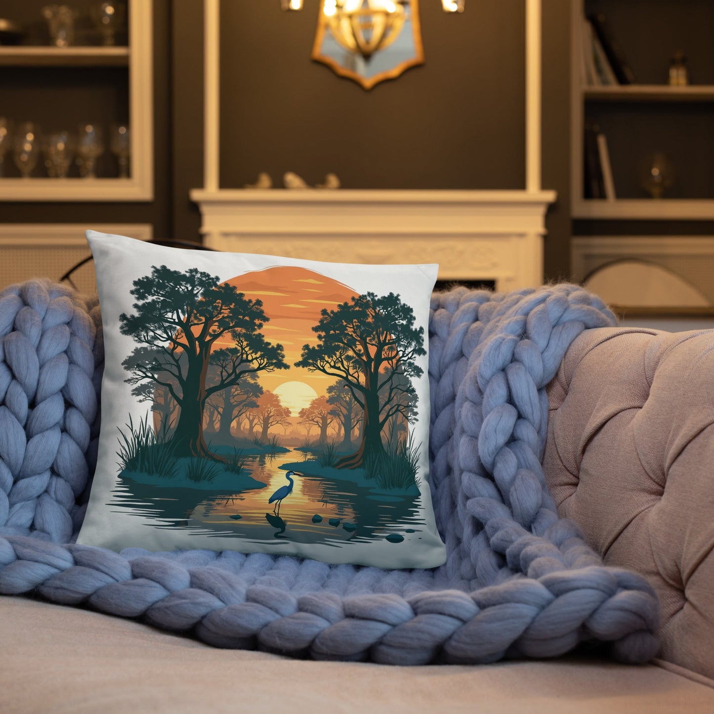 Sunset Heron Basic Pillow - Pillows - Discovery Co.