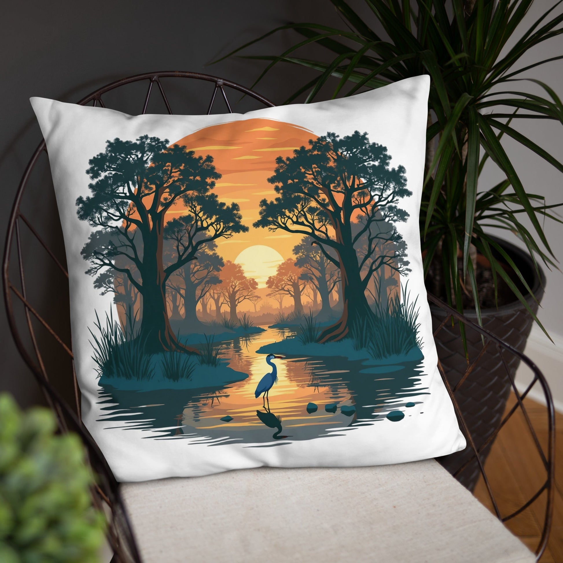 Sunset Heron Basic Pillow - Pillows - Discovery Co.