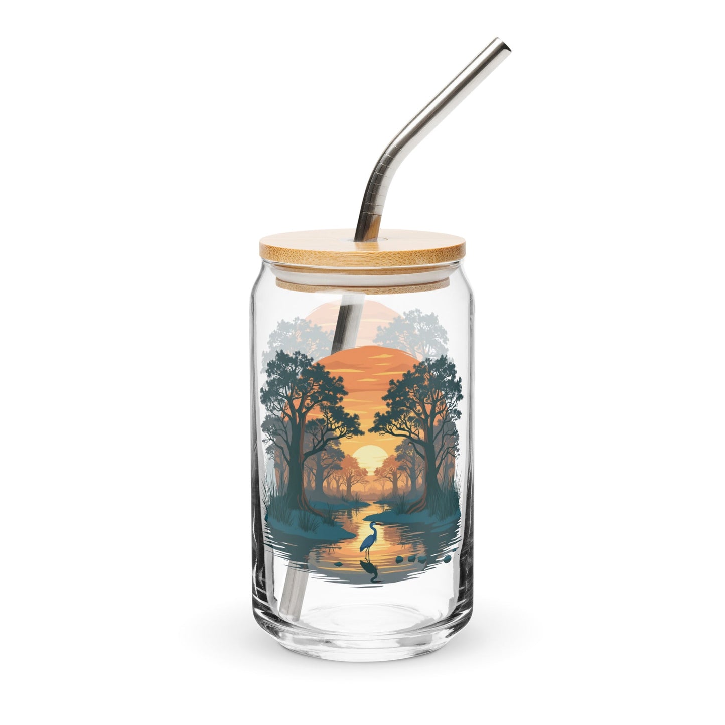 Sunset Heron Can - Shaped Glass - Can - Shaped Glass - Discovery Co.