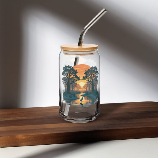 Sunset Heron Can - Shaped Glass - Can - Shaped Glass - Discovery Co.