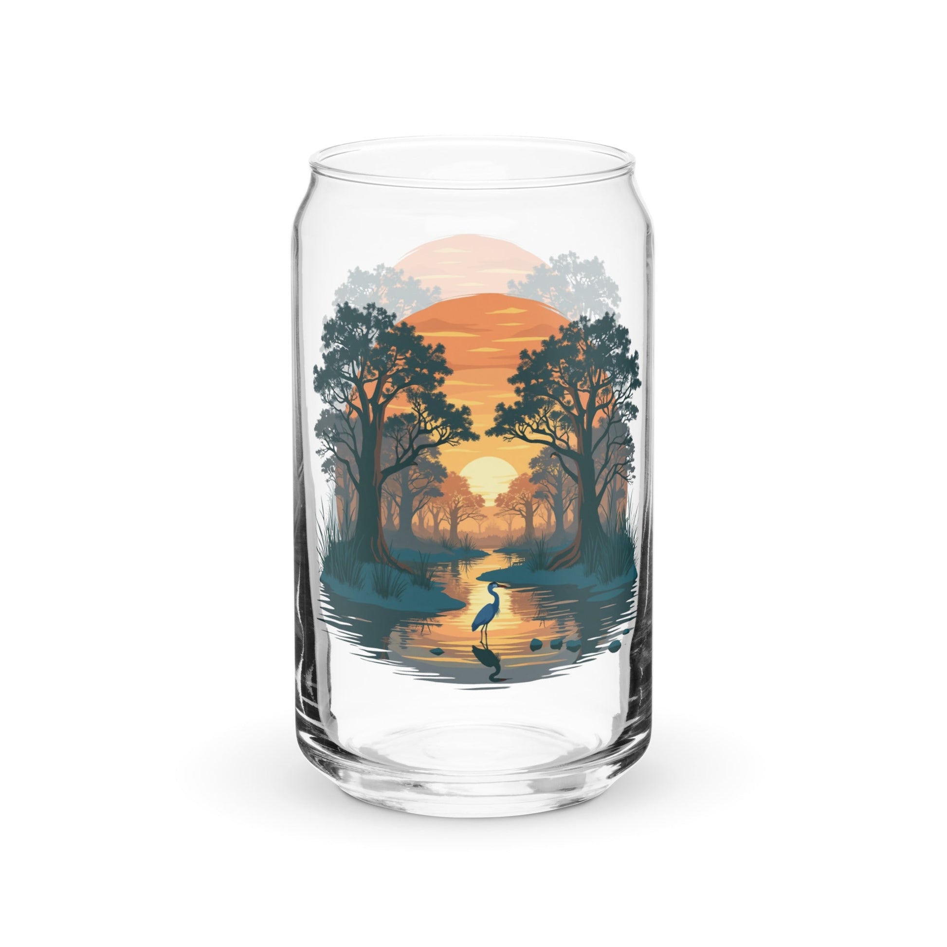 Sunset Heron Can - Shaped Glass - Can - Shaped Glass - Discovery Co.