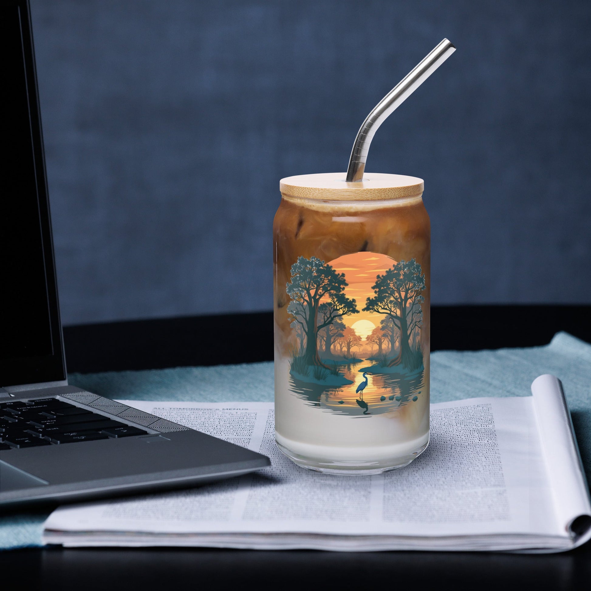 Sunset Heron Can - Shaped Glass - Can - Shaped Glass - Discovery Co.