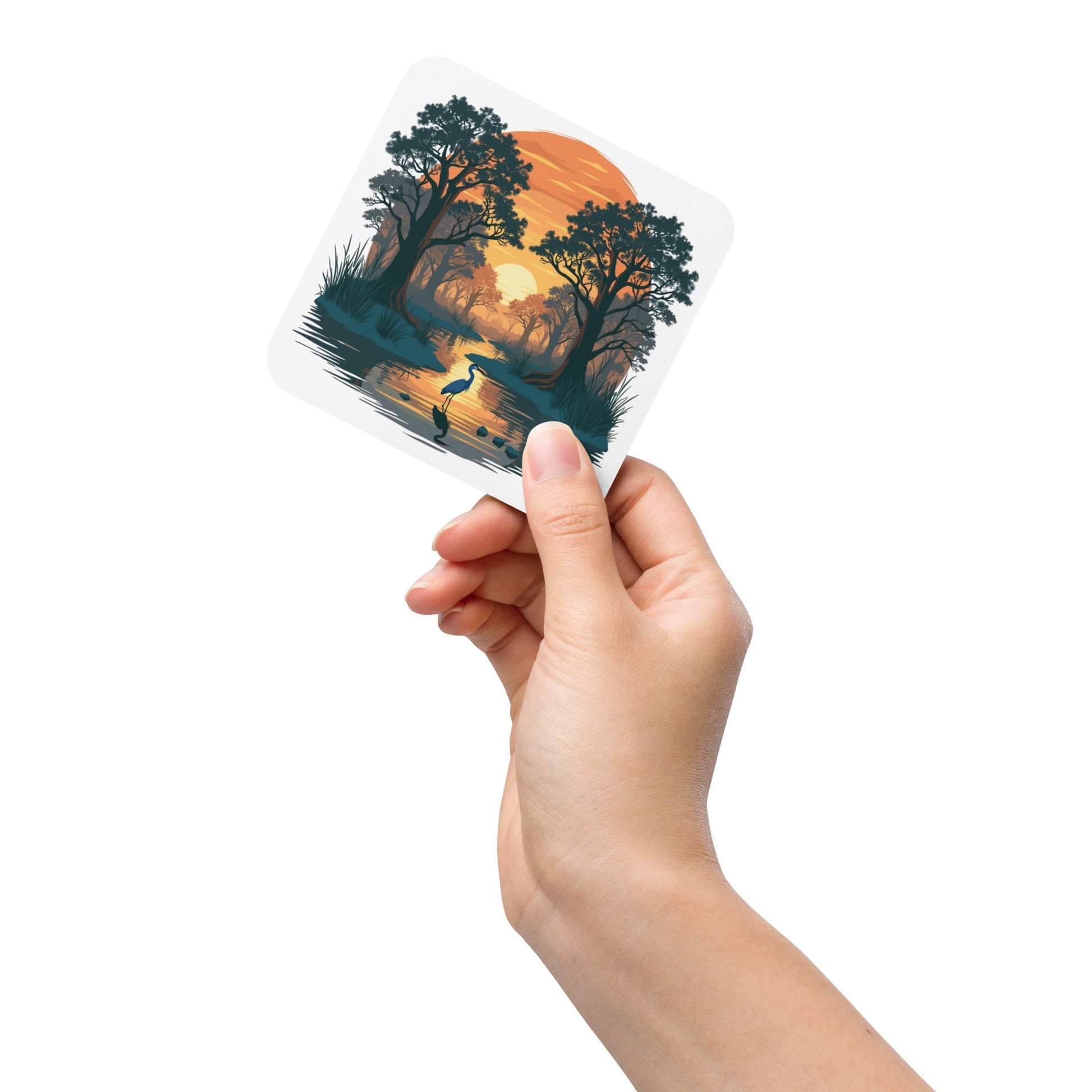Sunset Heron Cork - Back Coaster - Coasters - Discovery Co.