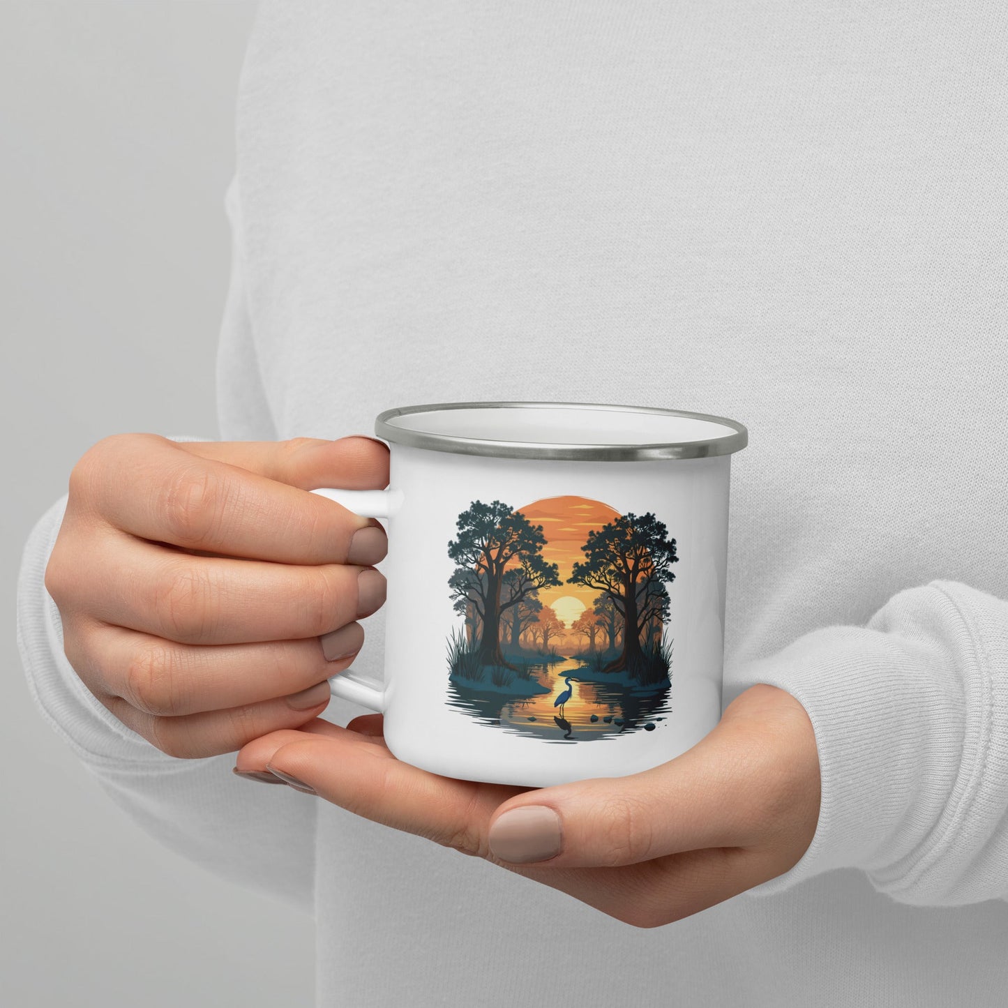 Sunset Heron Enamel Mug - Mugs - Discovery Co.
