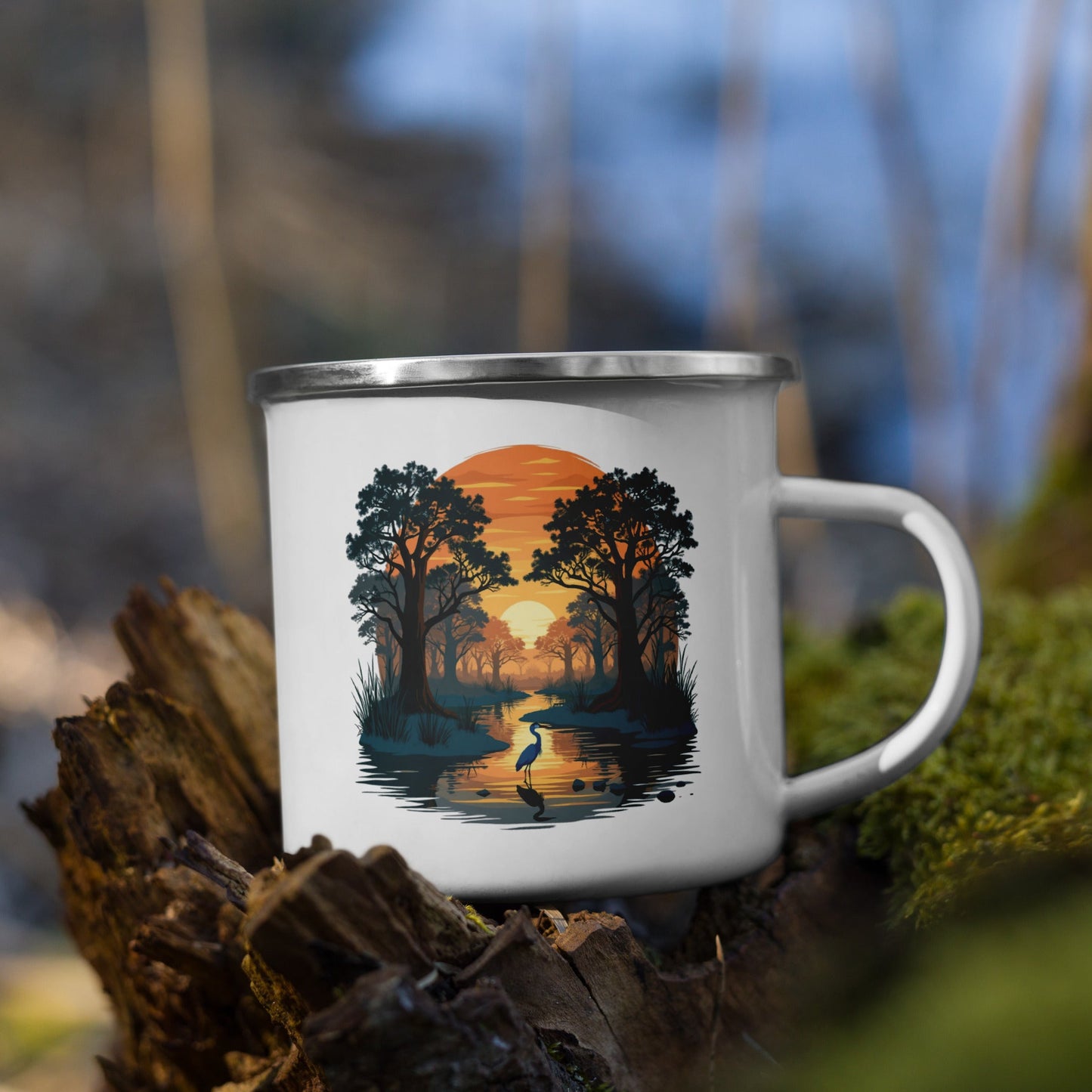 Sunset Heron Enamel Mug - Mugs - Discovery Co.