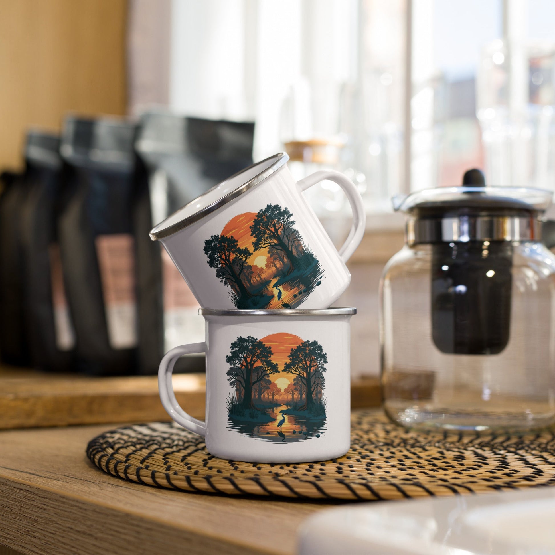 Sunset Heron Enamel Mug - Mugs - Discovery Co.