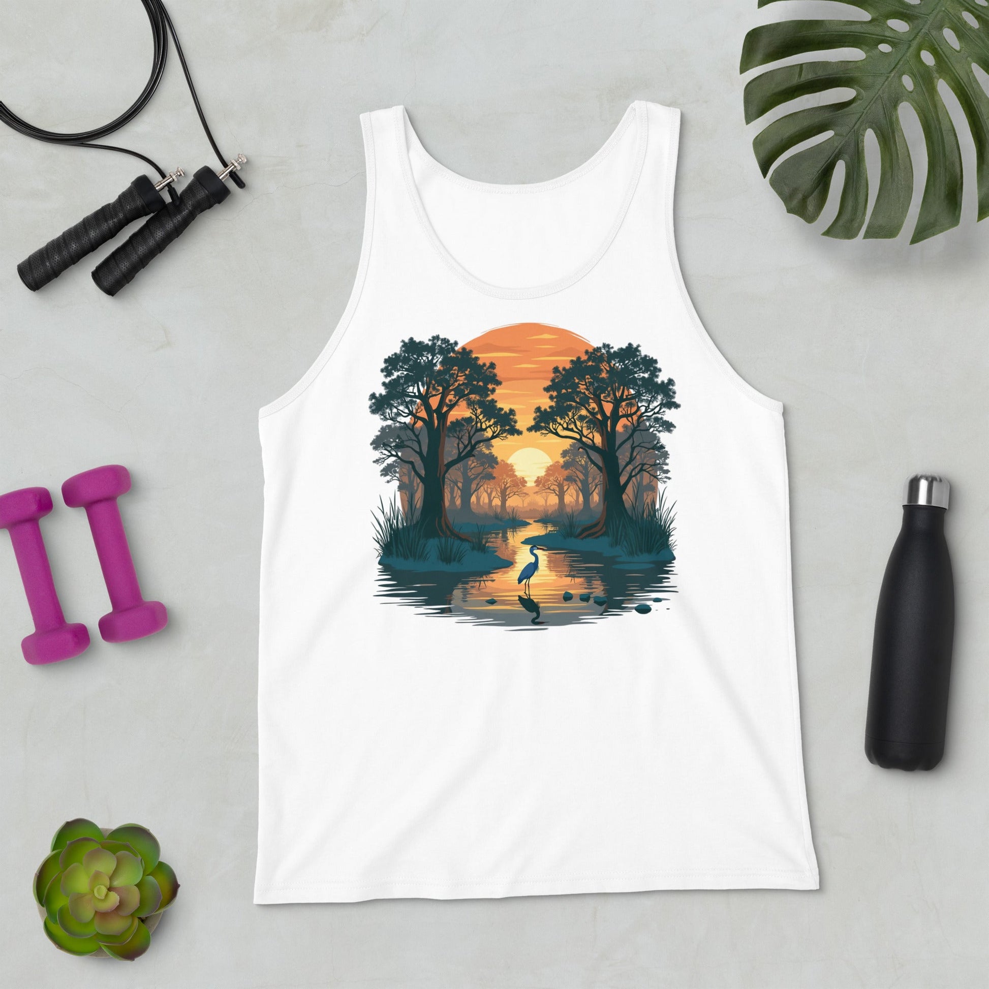 Sunset Heron Men's Tank Top - Men's Shirts - Discovery Co.
