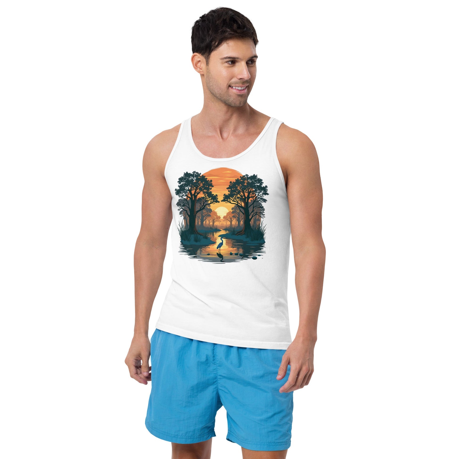 Sunset Heron Men's Tank Top - Men's Shirts - Discovery Co.