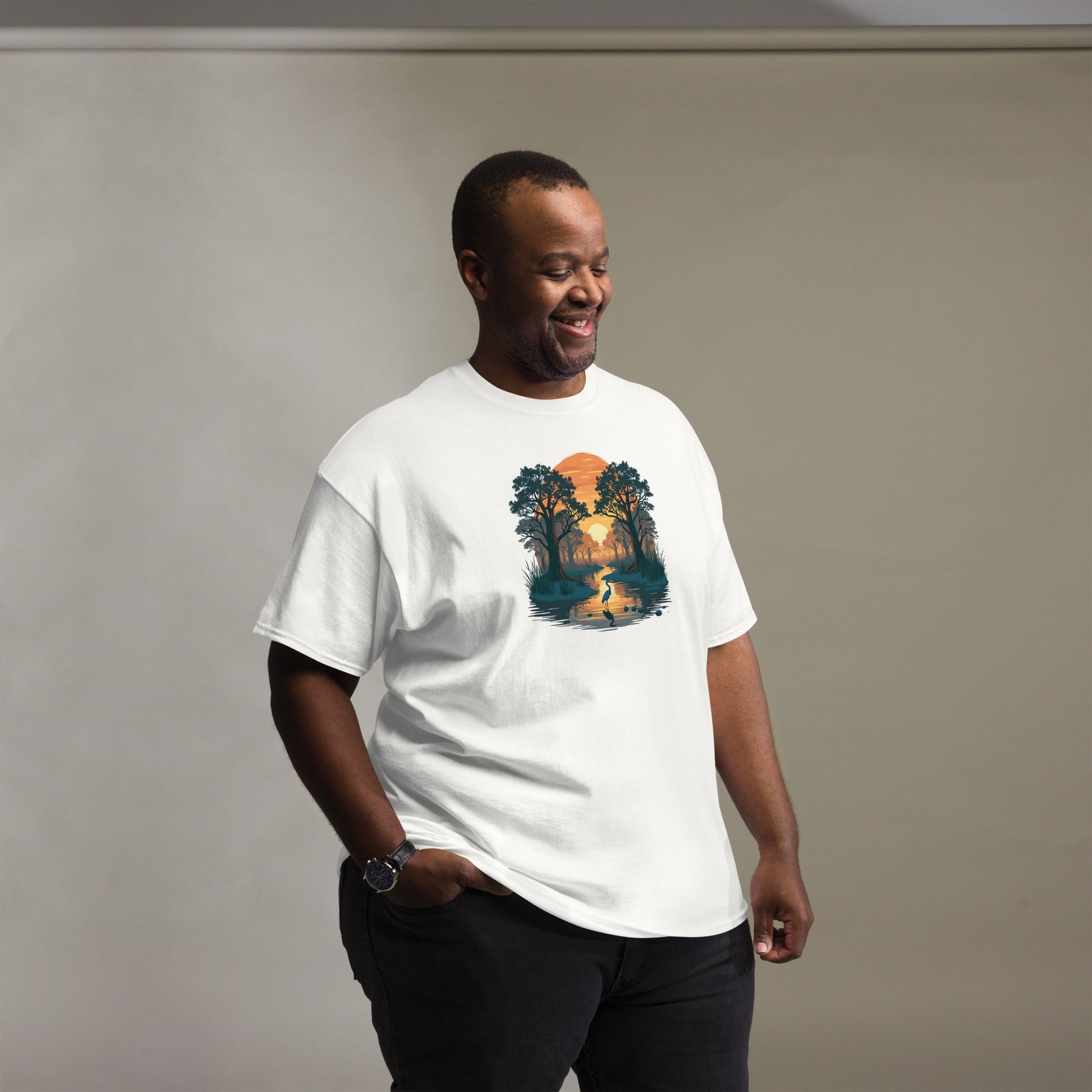 Sunset Heron Men's (Unisex) Classic Tee - Men's Shirts - Discovery Co.