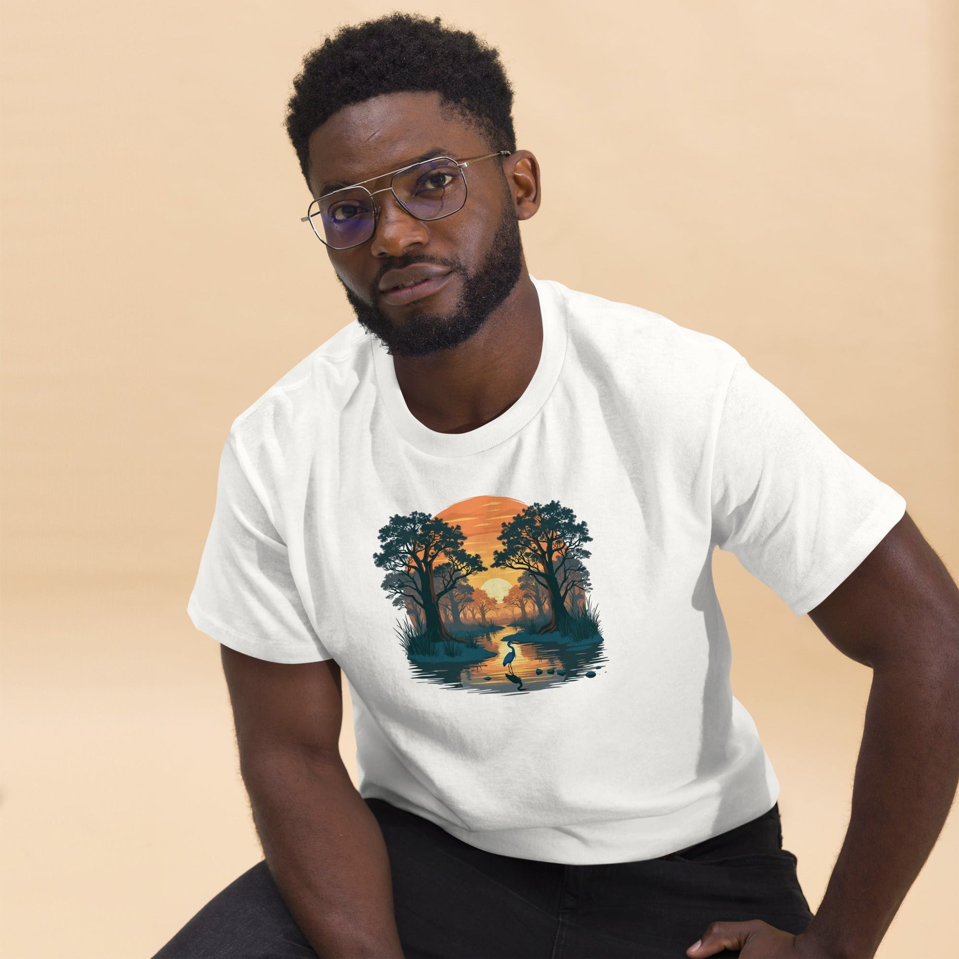 Sunset Heron Men's (Unisex) Classic Tee - Men's Shirts - Discovery Co.