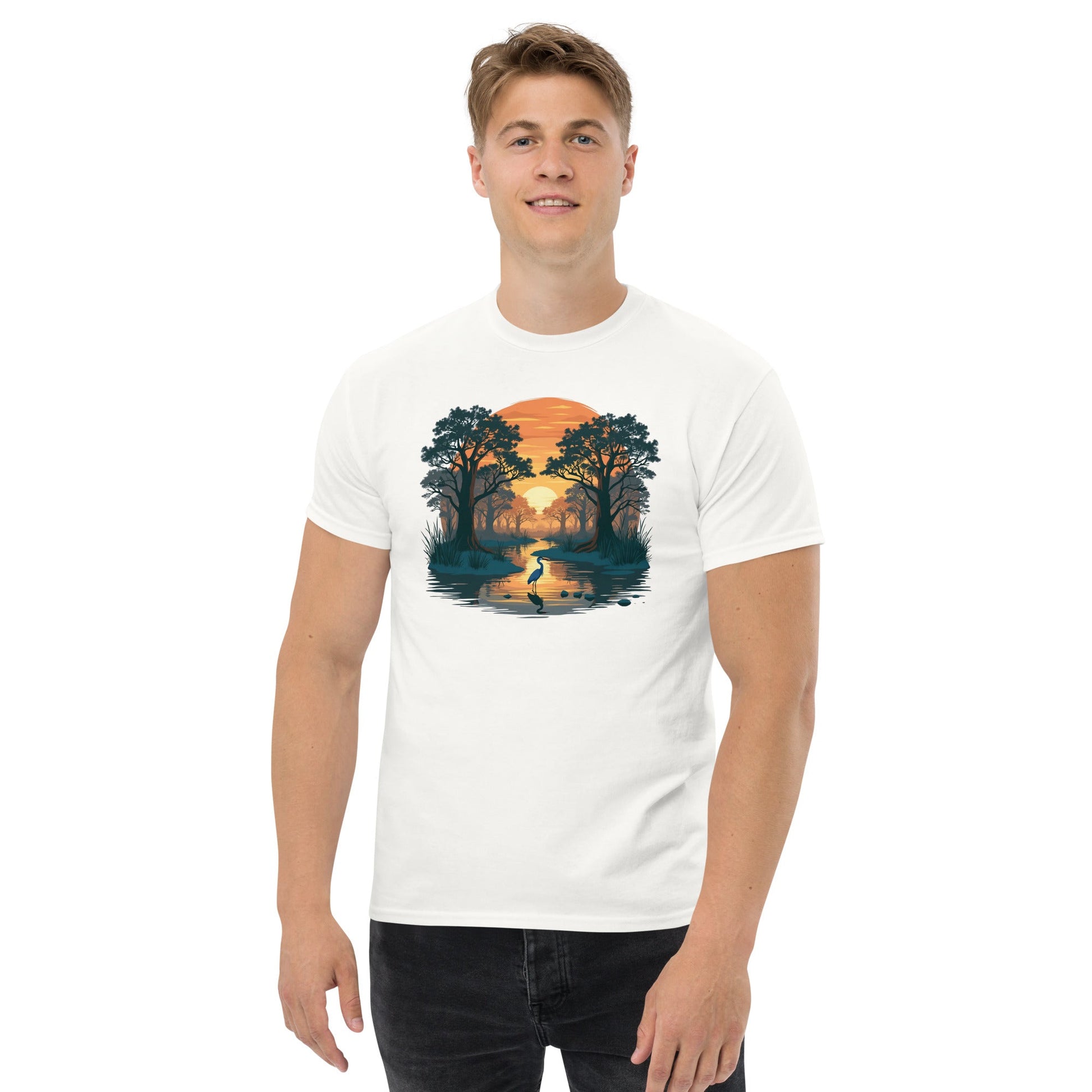 Sunset Heron Men's (Unisex) Classic Tee - Men's Shirts - Discovery Co.